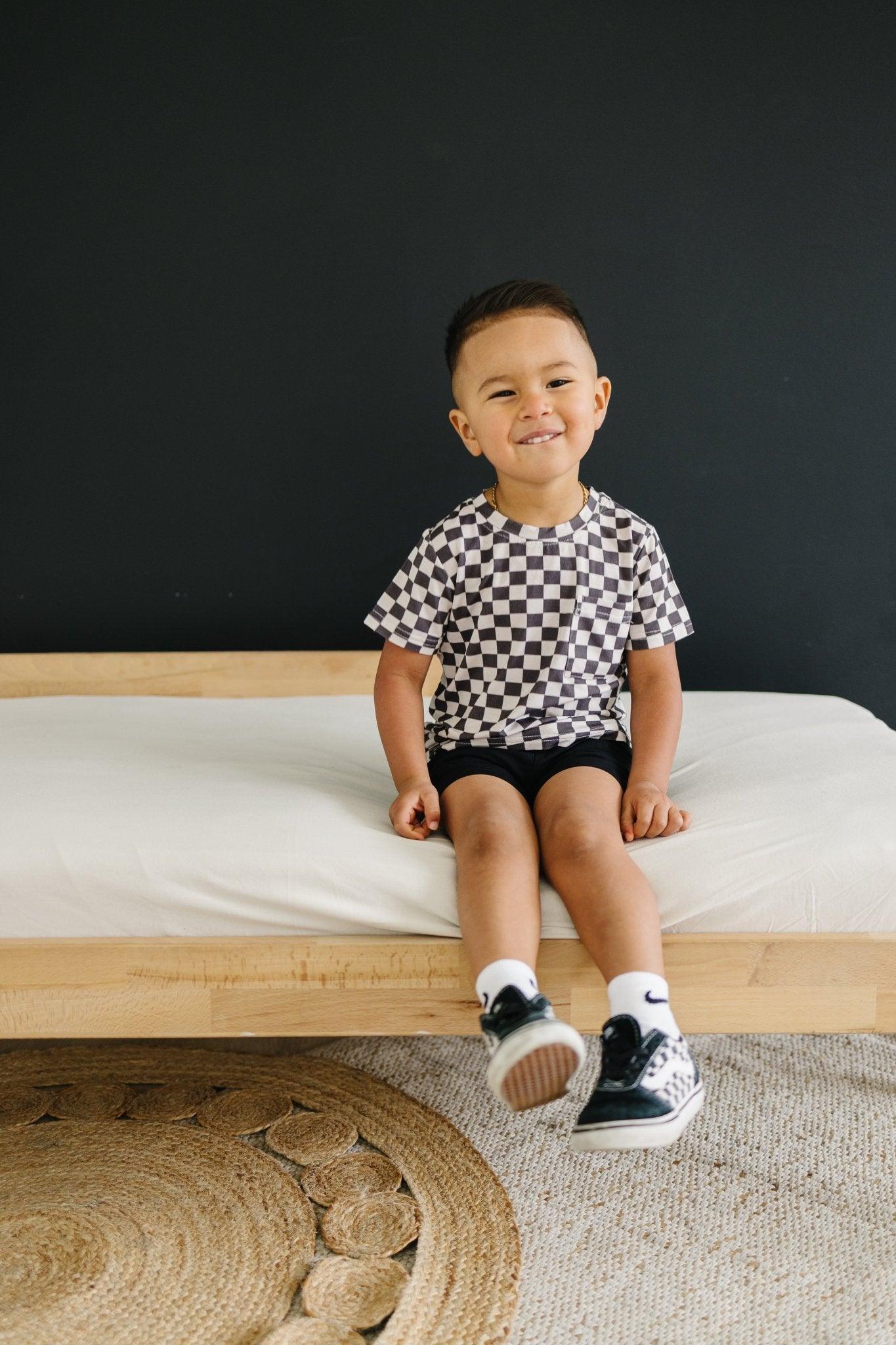 Black Checkered Bamboo Tee