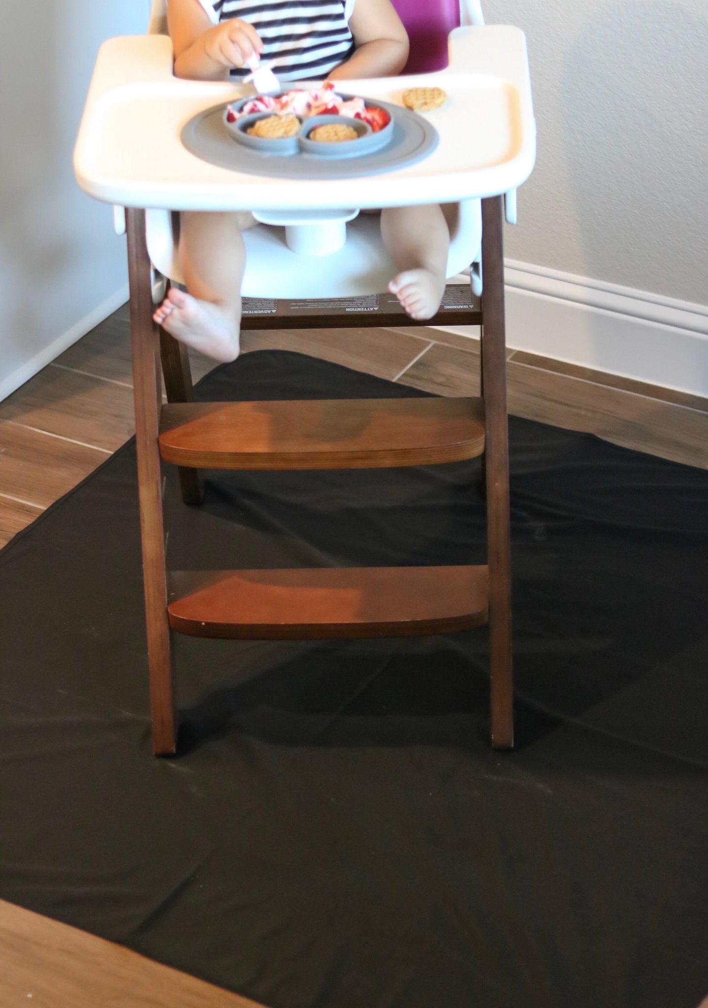 Solid Black Minimalist Splash Mat - A Waterproof Catch-All for Highchair Spills and More!  BapronBaby   