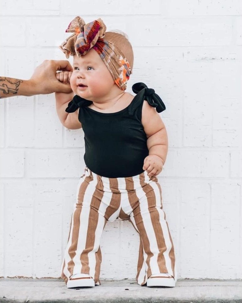 Blakely Boho Bell Bottoms - Tan Stripes