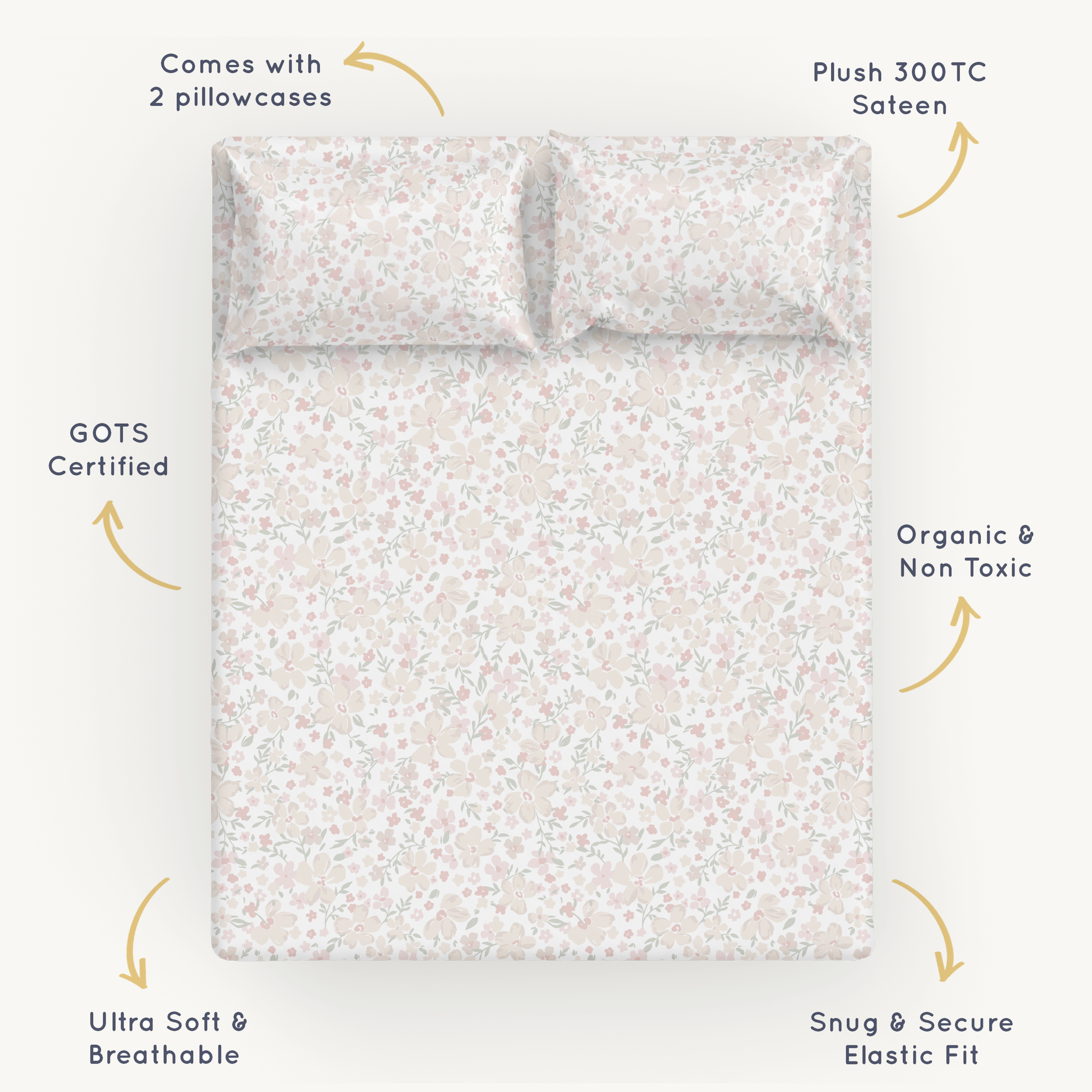 Organic Cotton Sheet Set - Blossom Sheet Set Makemake Organics   