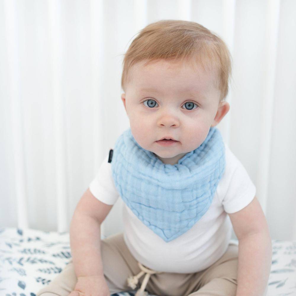 Blue Leaves + Cornflower Bandana Bib Set Bib Bebe au Lait   