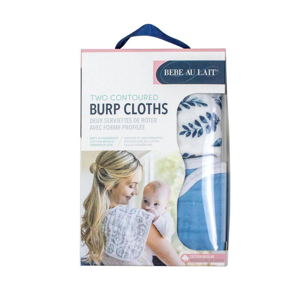 Blue Leaves + Cornflower Muslin Burp Cloths Burp Cloths Bebe au Lait   