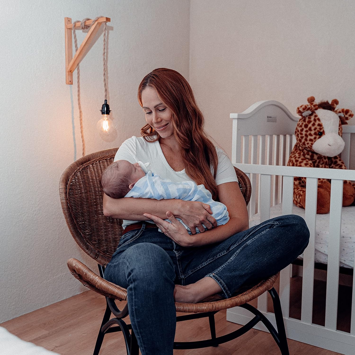 Muslin Swaddle Blankets 47” x 47” in Blue, 4 Pack