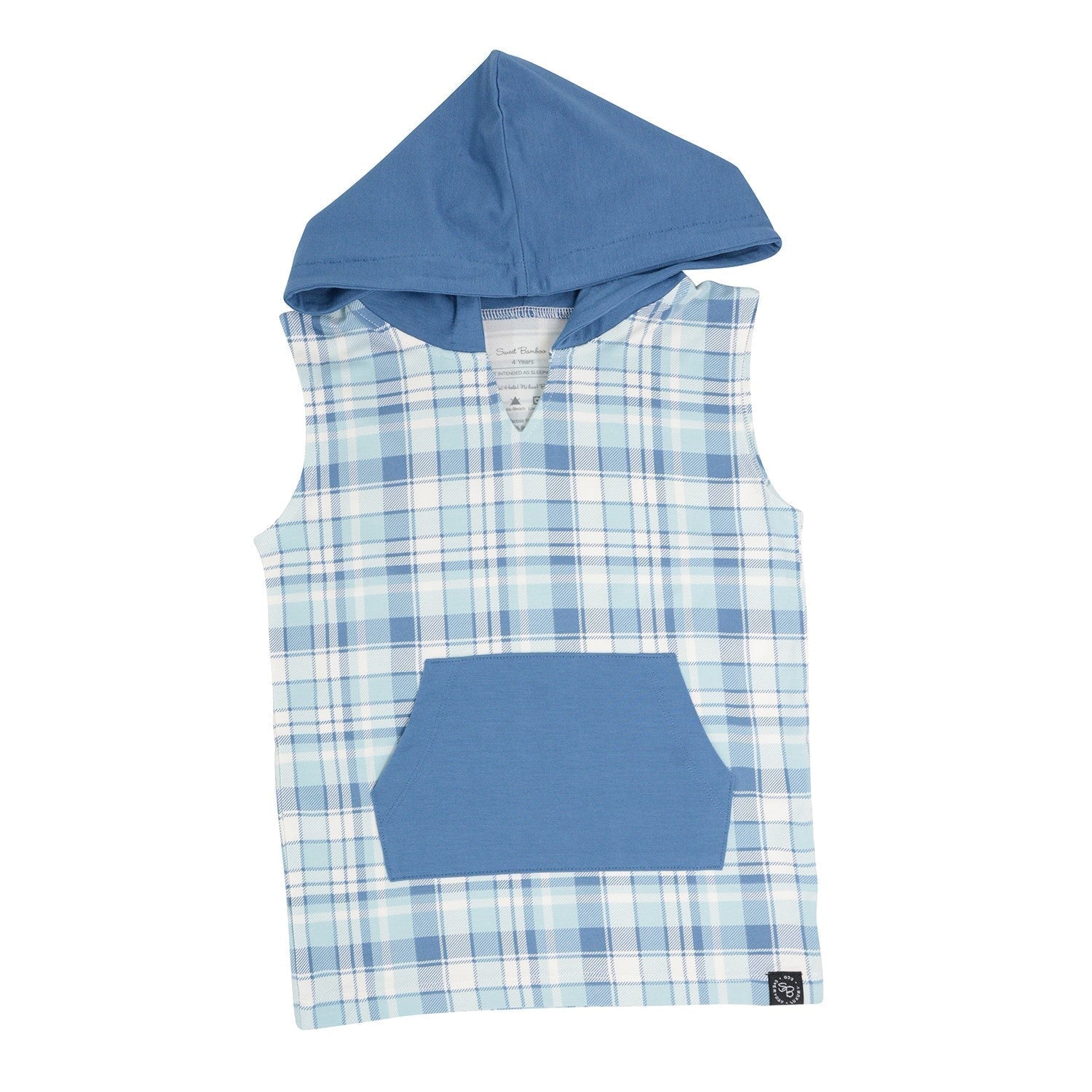 Tank Hoodie - Plaid Blue