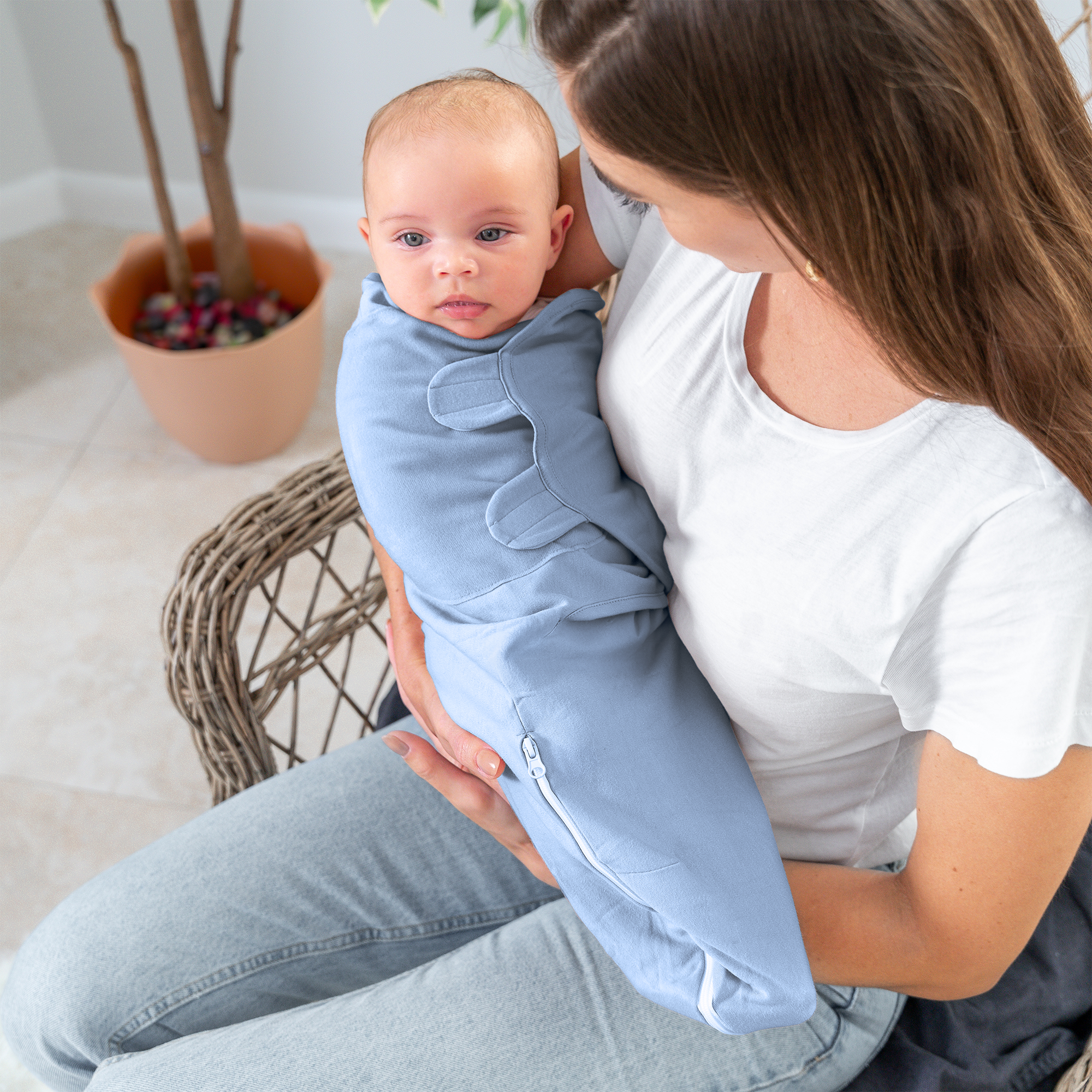 Easy Swaddle Blankets with Zipper by Comfy Cubs - Stone, Pacific Blue, Sage