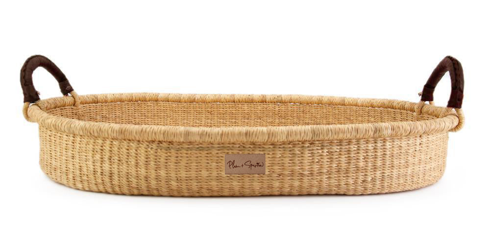 Natural<br>Changing Basket<br>Brown Handle