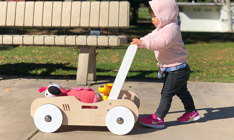 Luma Buggy: Navy Blue Handcrafted Wooden Push Cart Push Walker Luma Goods Co.   