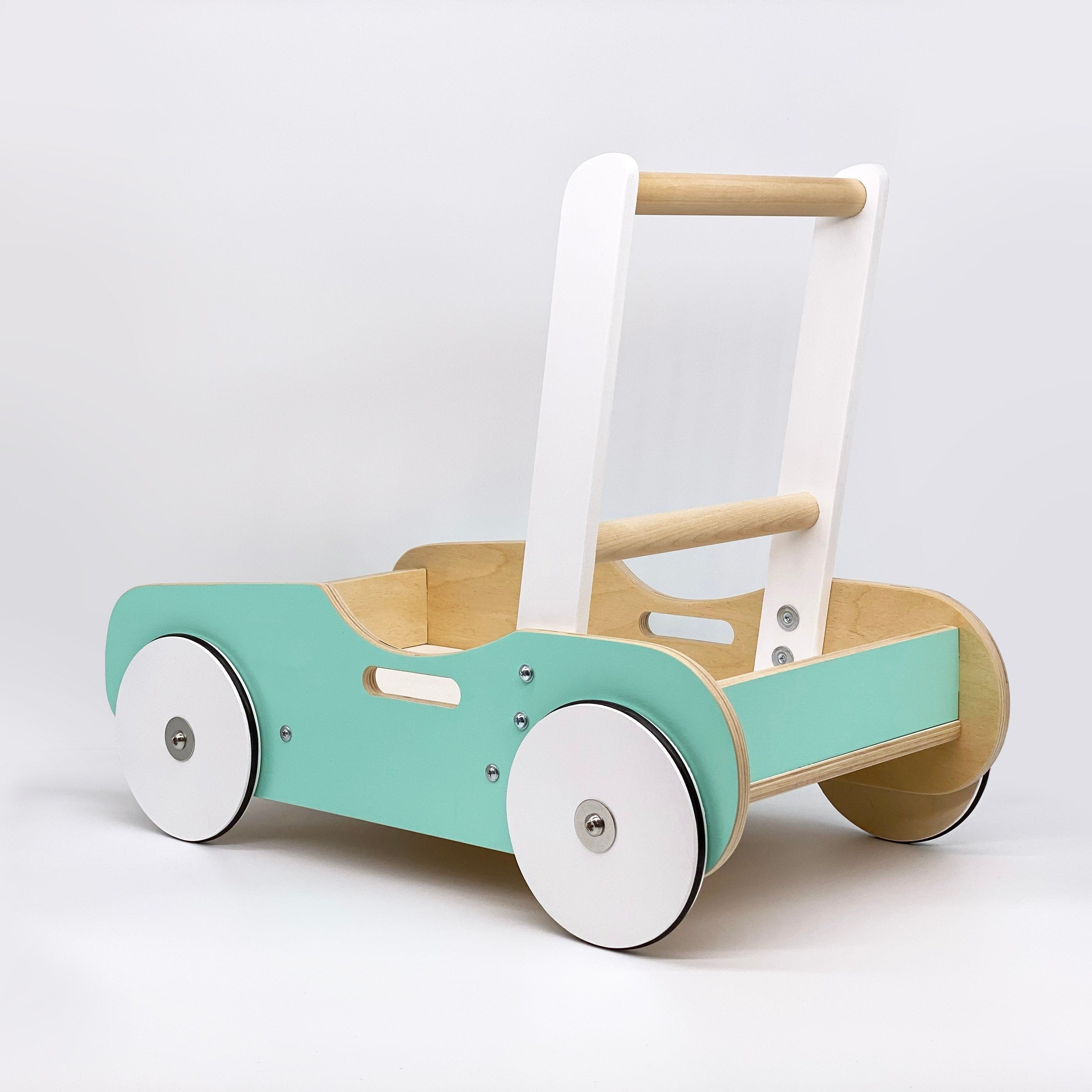 Luma Buggy: Mint Green Handcrafted Wooden Push Cart Push Walker Luma Goods Co.   