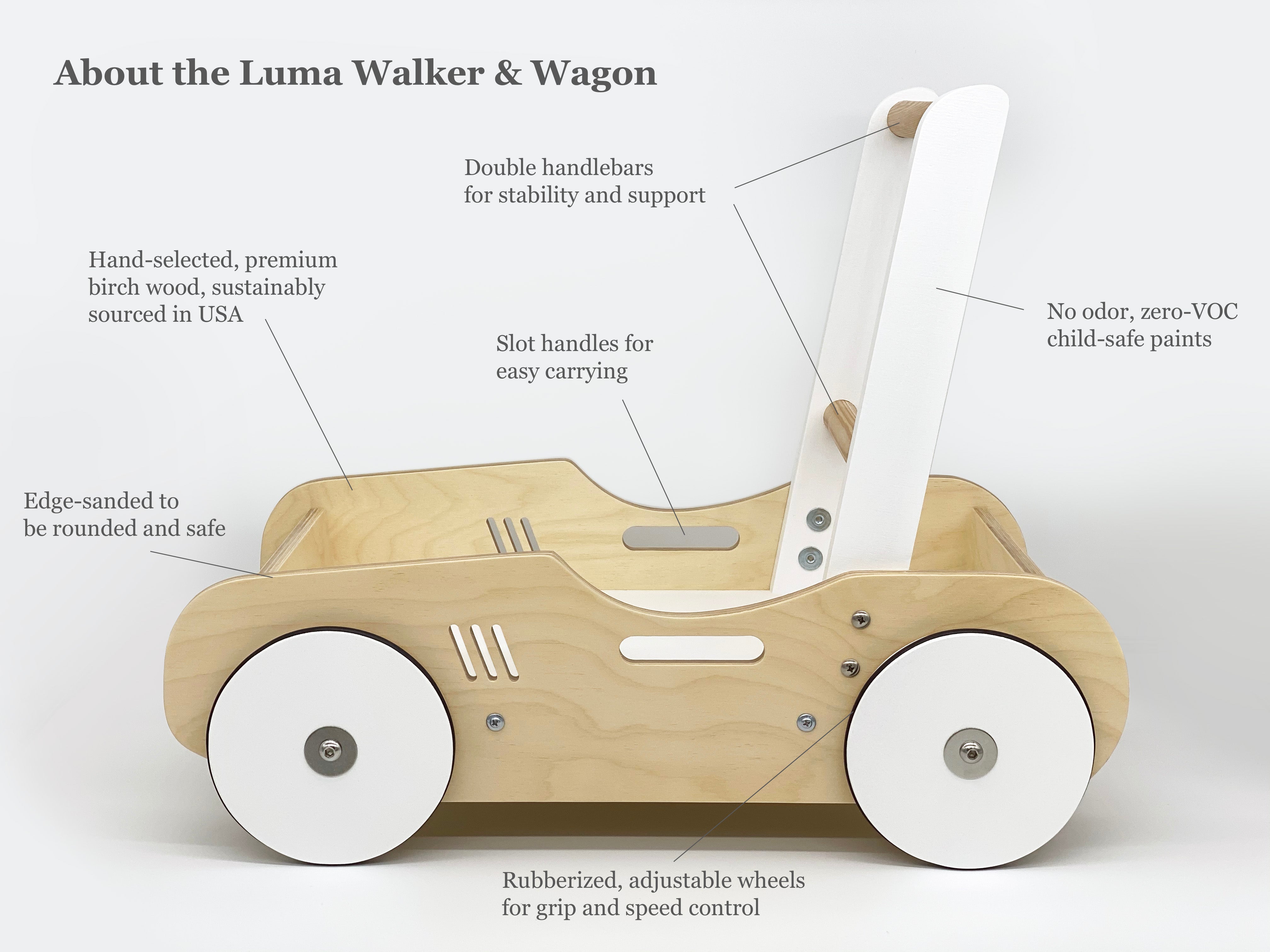 Luma Buggy: Malibu Pink Handcrafted Wooden Push Cart Push Walker Luma Goods Co.   