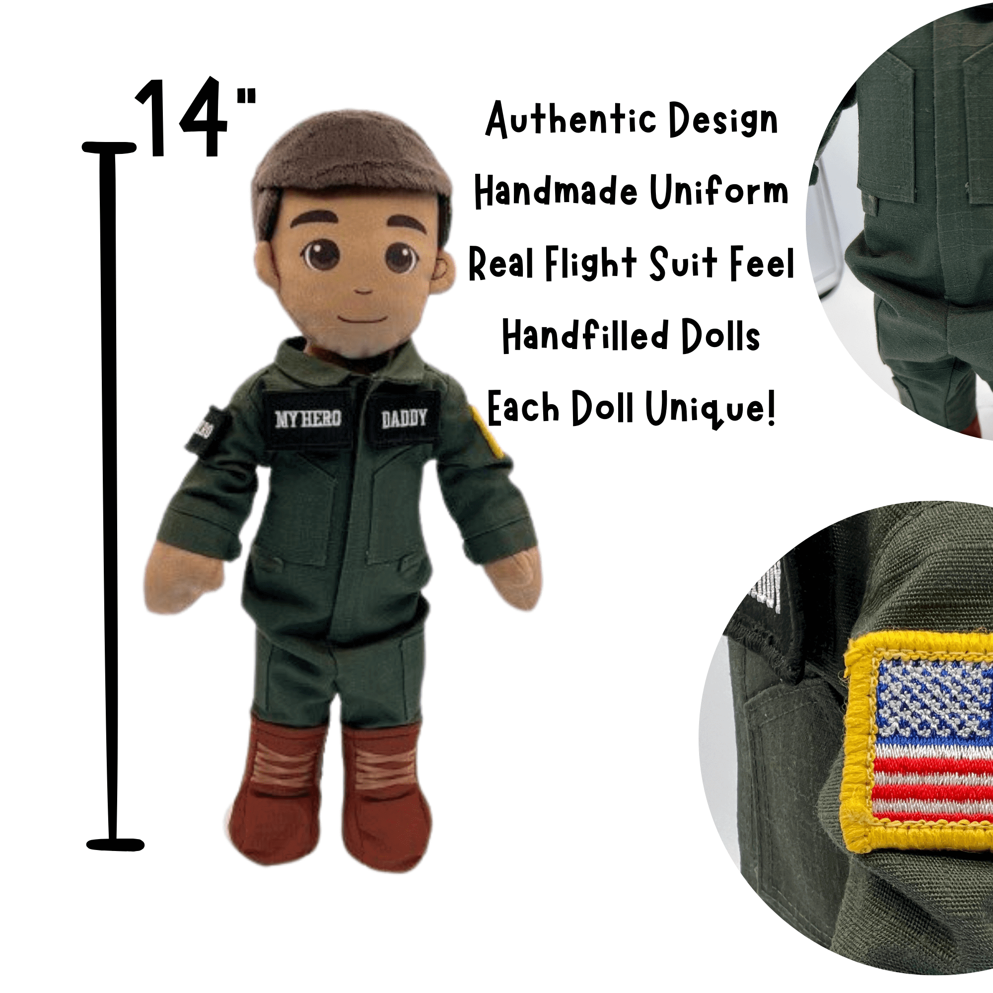 Pilot Daddy Doll | Military Doll in Flight Suit | Recordable