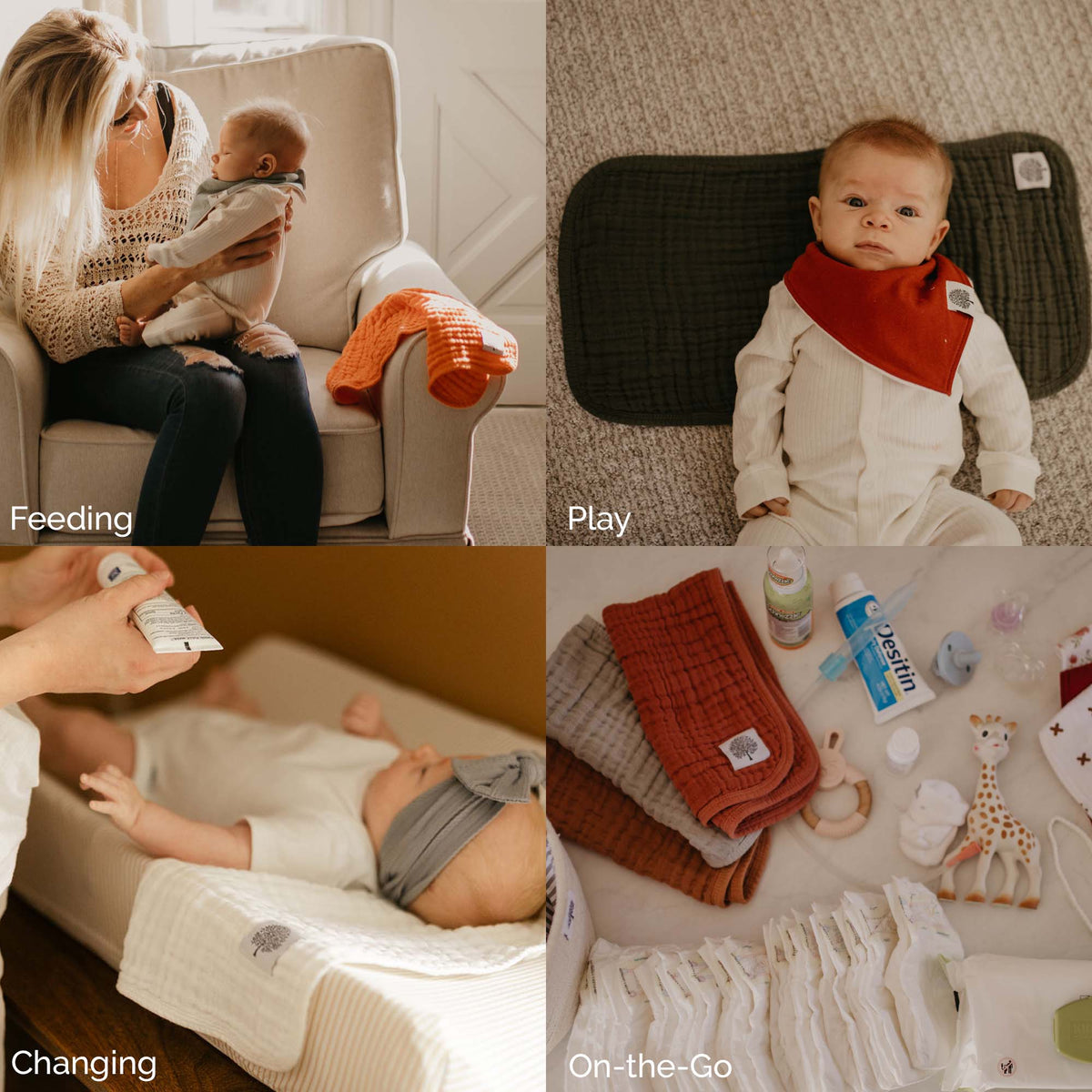 White Set - Muslin Burp Cloths (4 Pack)