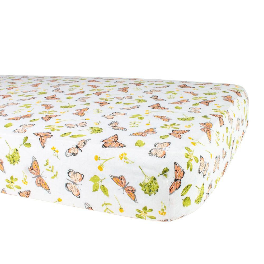 Butterfly Oh So Soft Muslin Crib Sheet Crib Sheet Bebe au Lait   