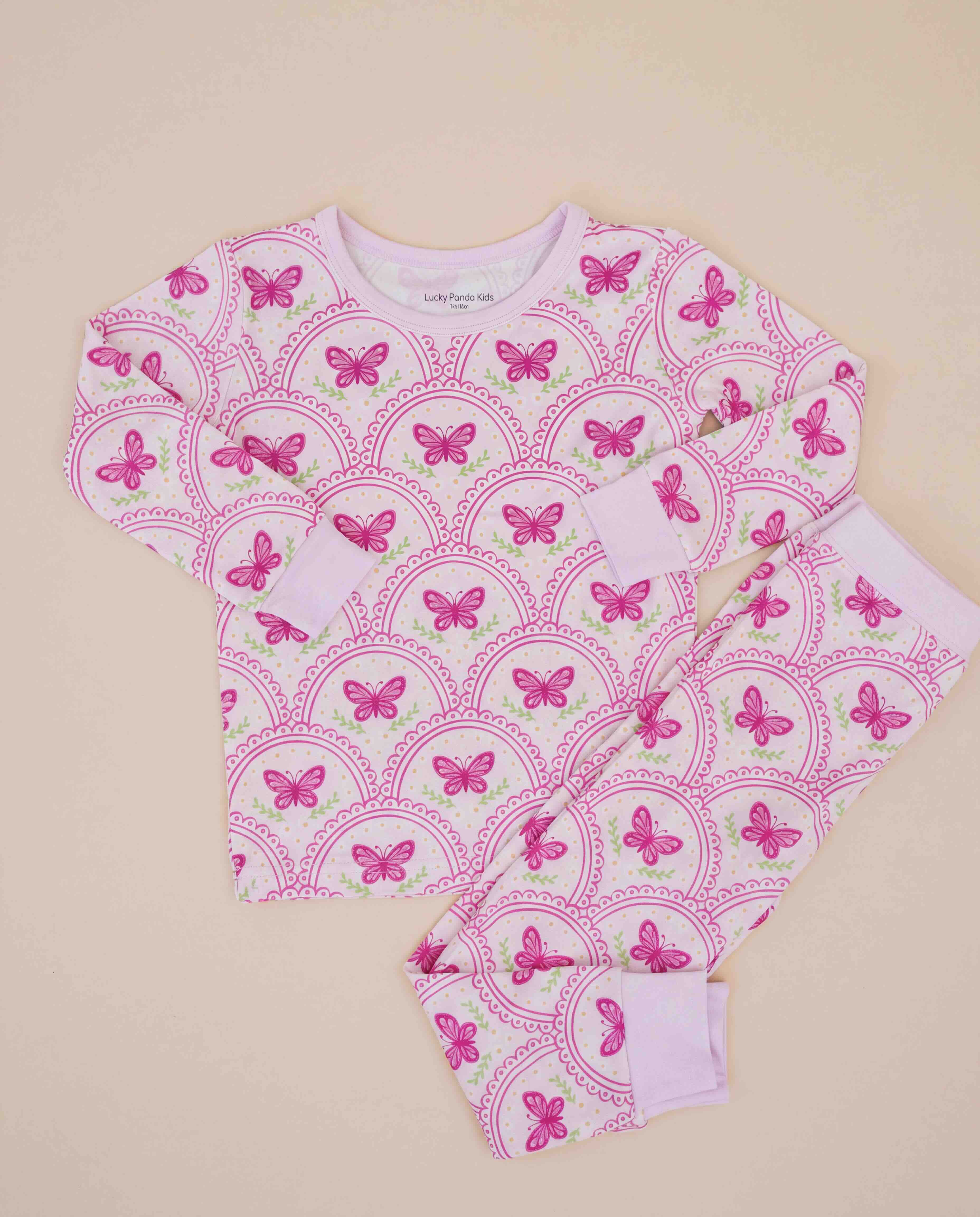 Bamboo Two Piece Set | Pink Butterfly