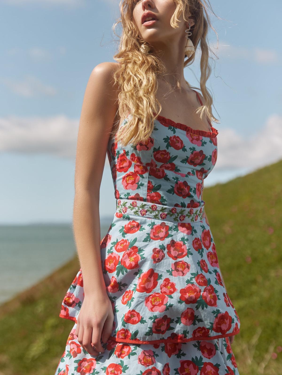 Wendy Dress - Clear Sky/Salsa Large Floral