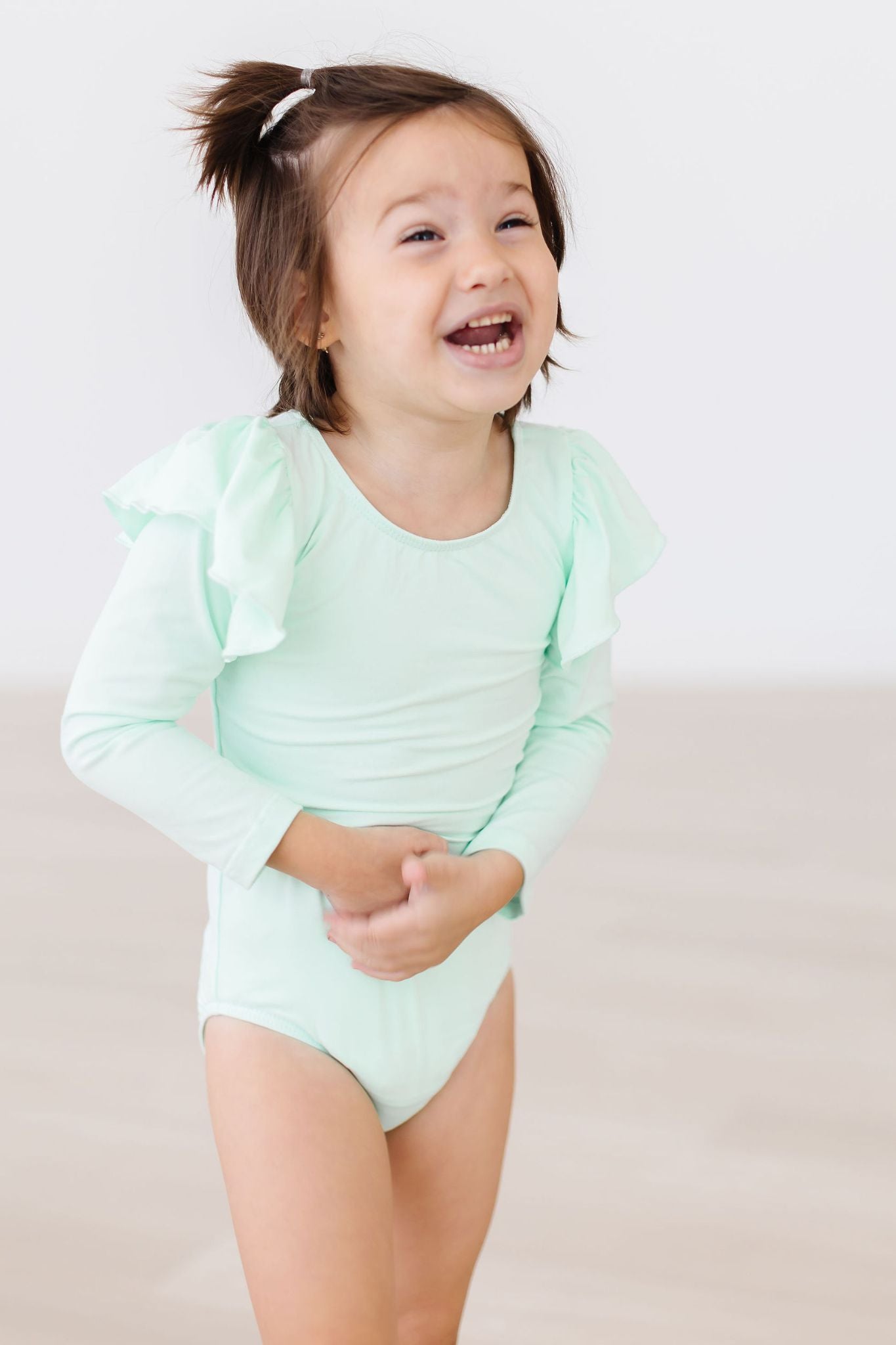 Pastel Green L/S Flutter Sleeve Leotard