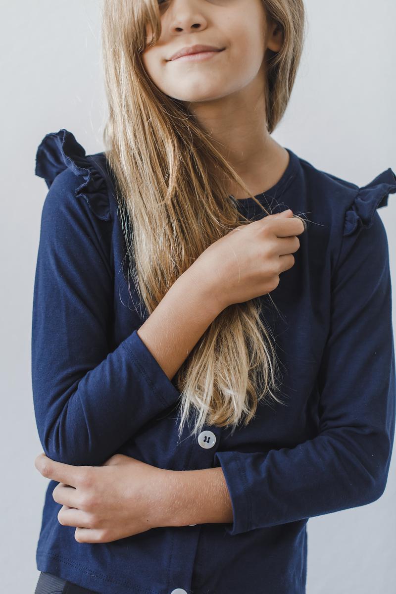 Navy Ruffle Cardigan