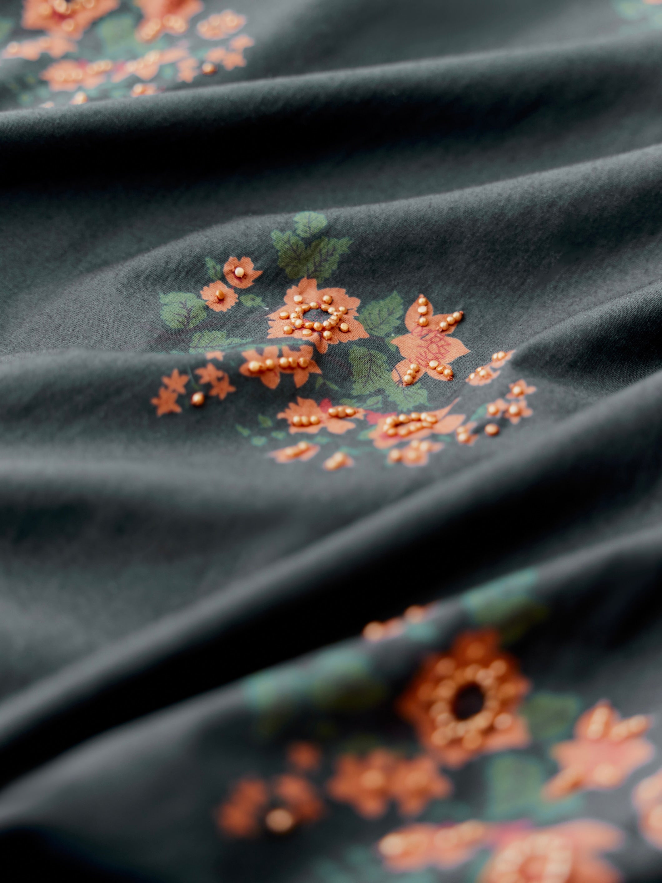Molly Beaded Fluted Skirt - Faded Black/Copper Beading