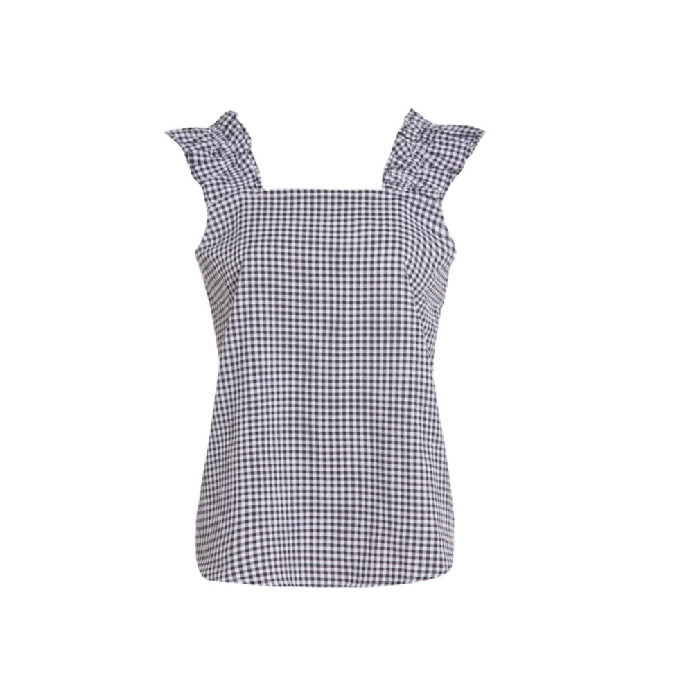 Caroline Ruffle Sleeveless Top - Black