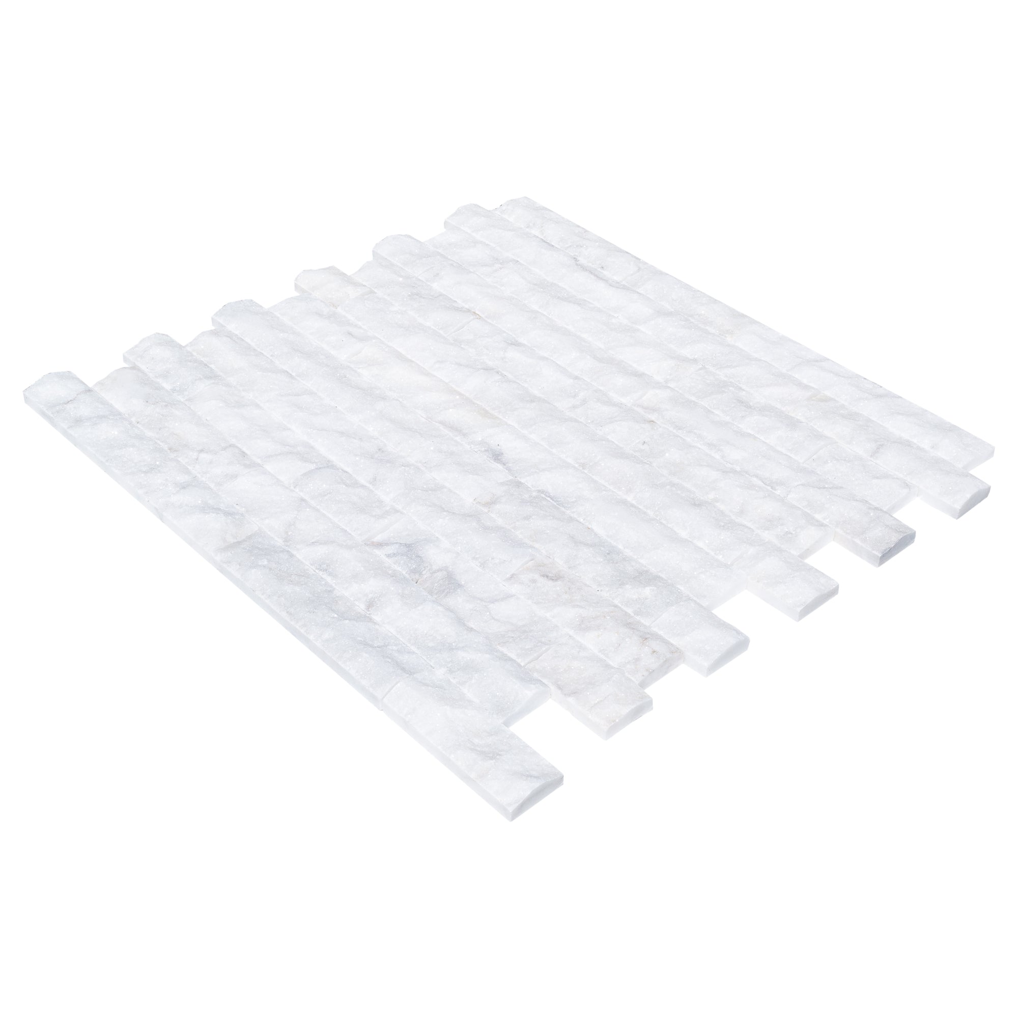Carrara White 4"xFree Length Split-face Natural Marble Wall Tile - Belair Collection