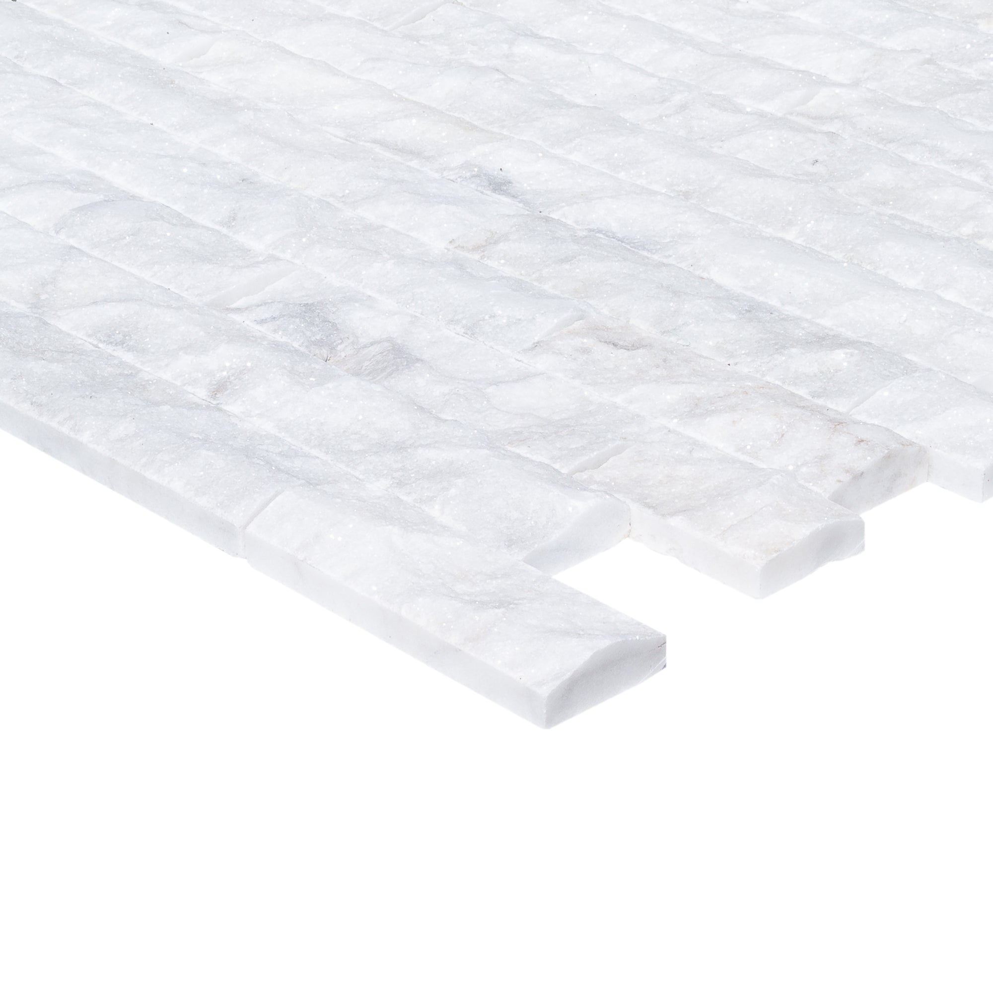 Carrara White 4"xFree Length Split-face Natural Marble Wall Tile - Belair Collection