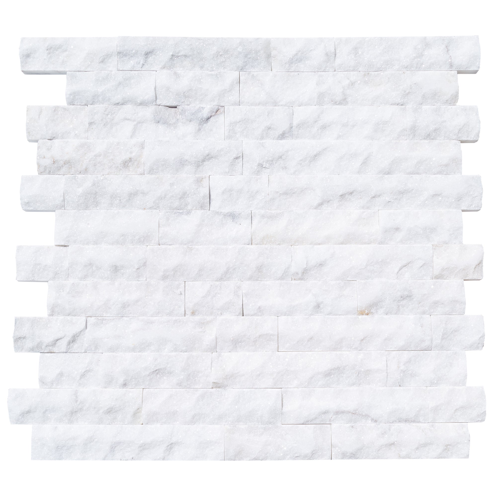 Carrara White 4"xFree Length Split-face Natural Marble Wall Tile - Belair Collection