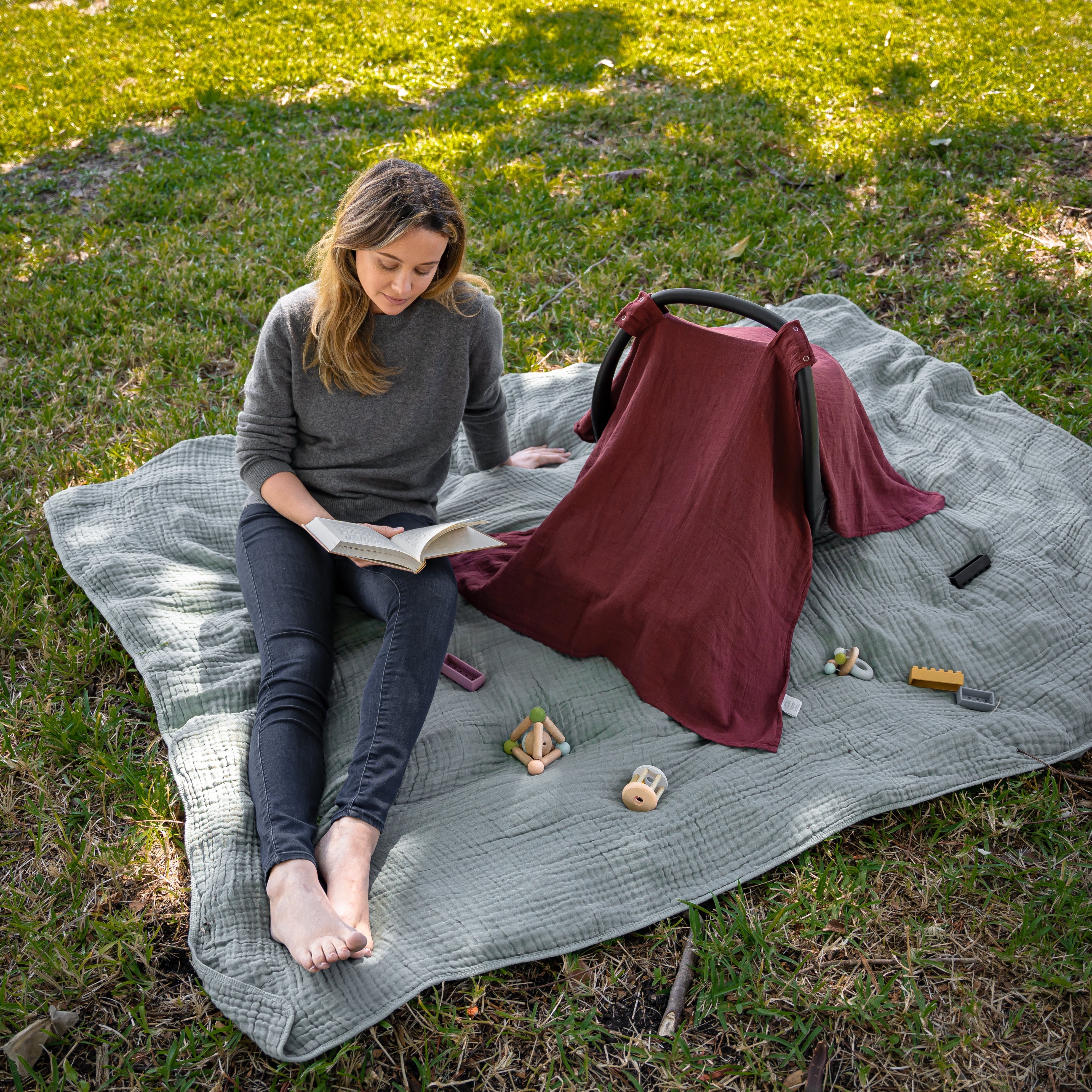 Muslin Baby Car Seat Cover by Comfy Cubs - Wine