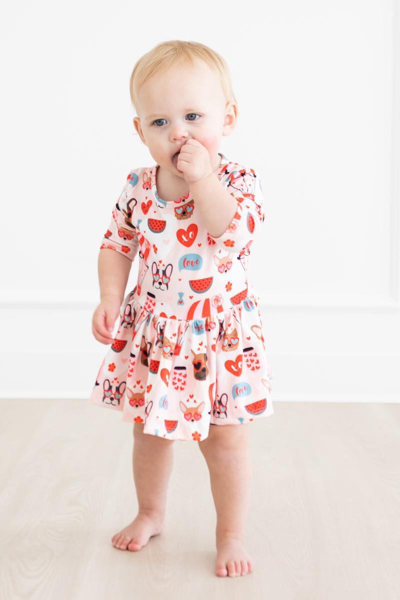 Puppy Love 3/4 Sleeve Twirl Bodysuit