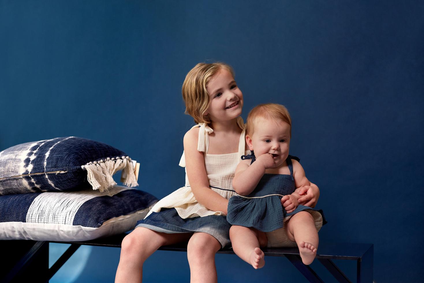 Baby Peplum Top with Ties - Navy