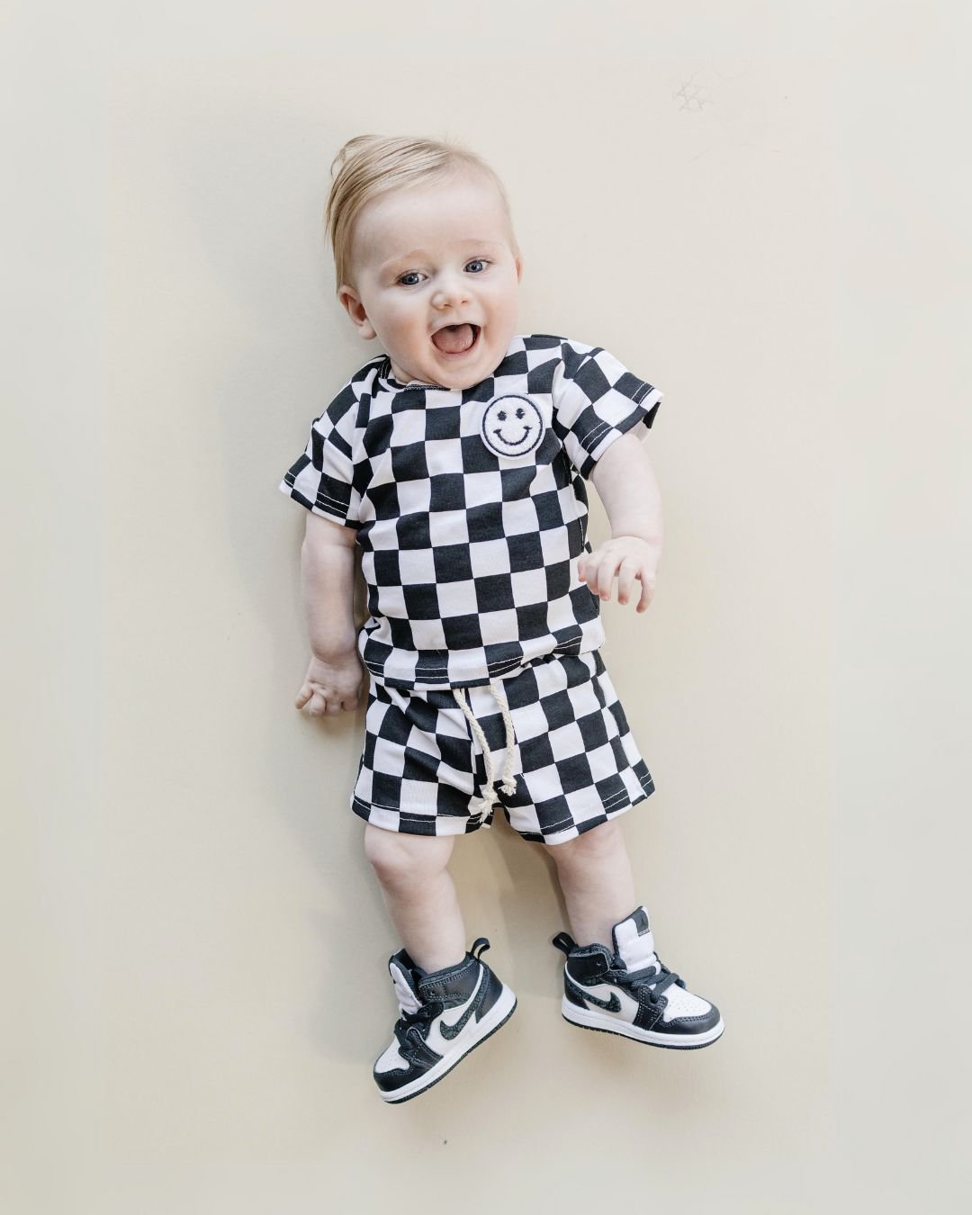 Checkered Shorts Set | Black