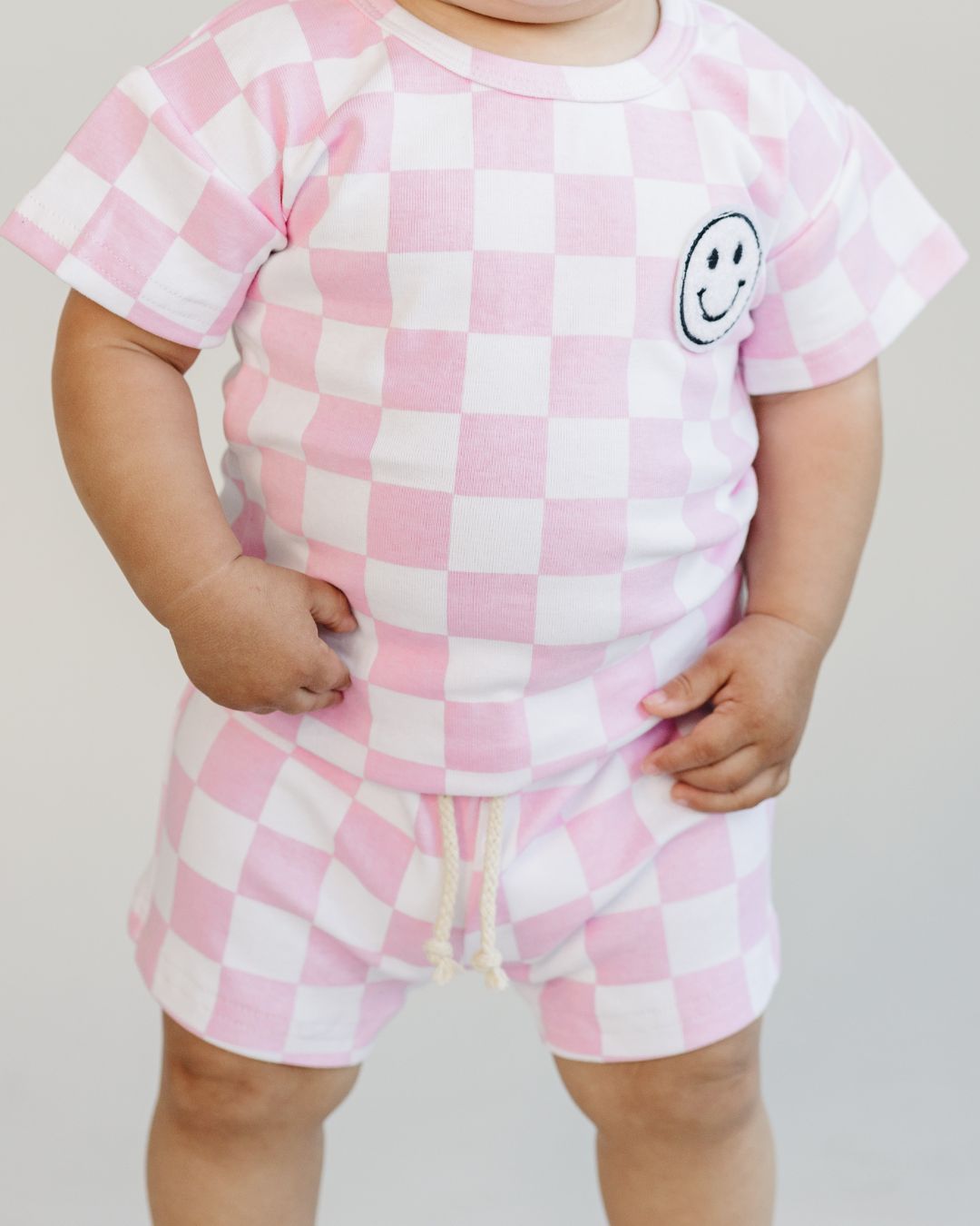 Checkered Shorts Set | Pink