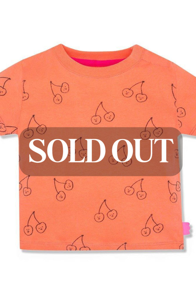 Cherries Baby T-Shirt - Coral - FINAL SALE