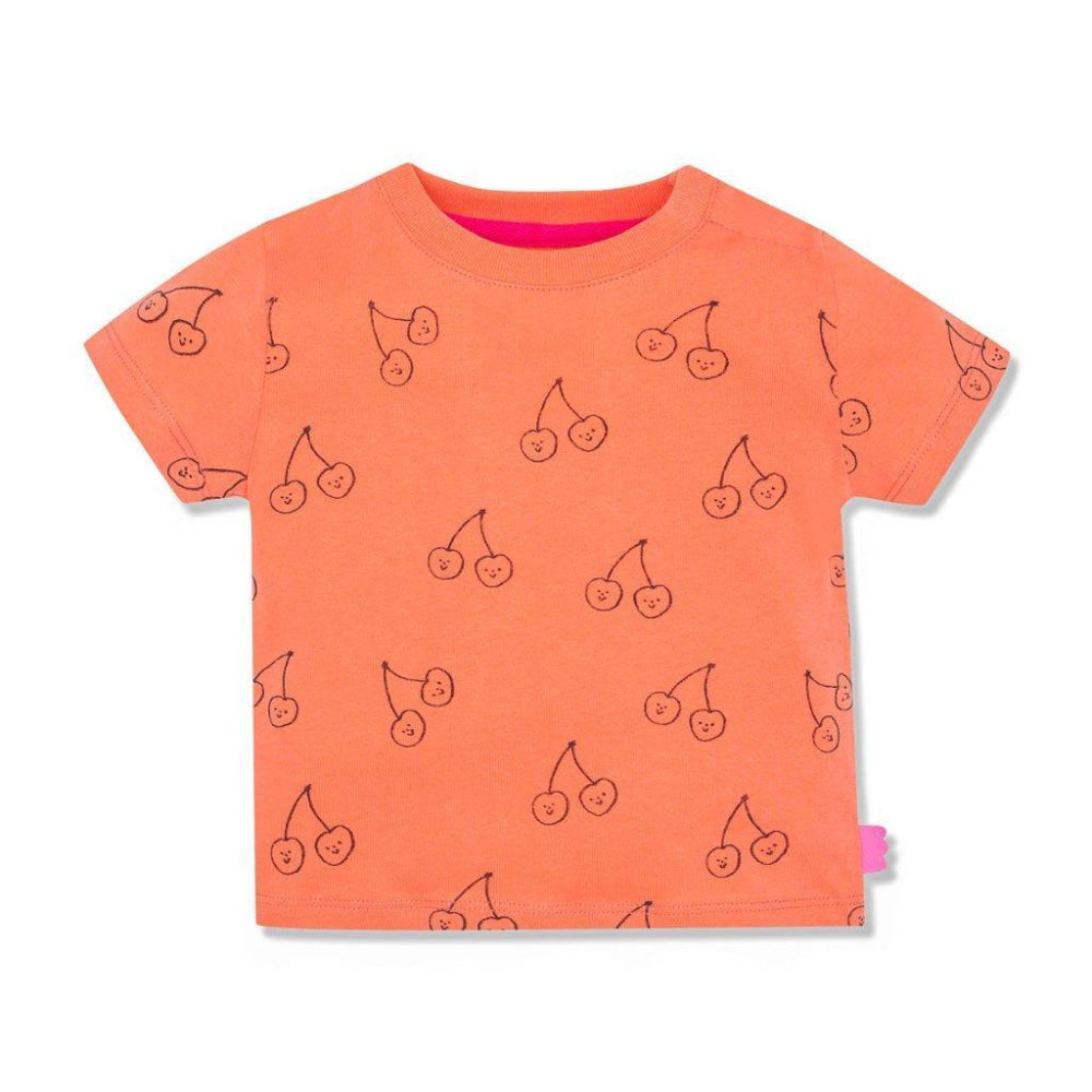 Cherries Baby T-Shirt - Coral - FINAL SALE