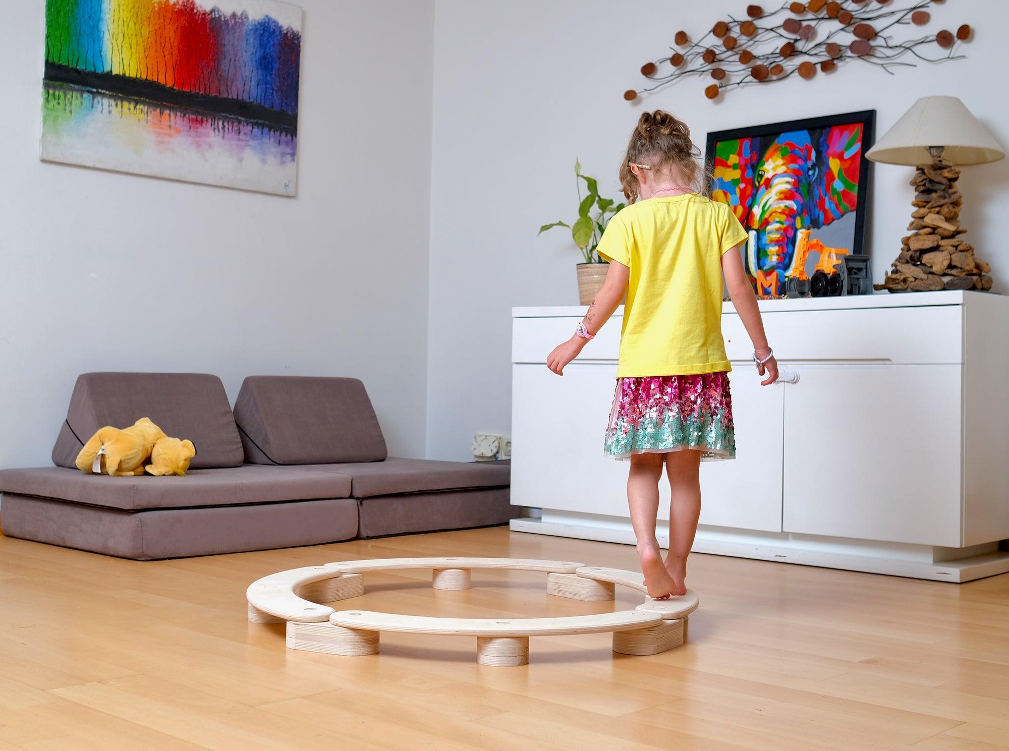 Circular Wooden Balance Beam Set | Montessori Gymnastics Toy for Toddlers