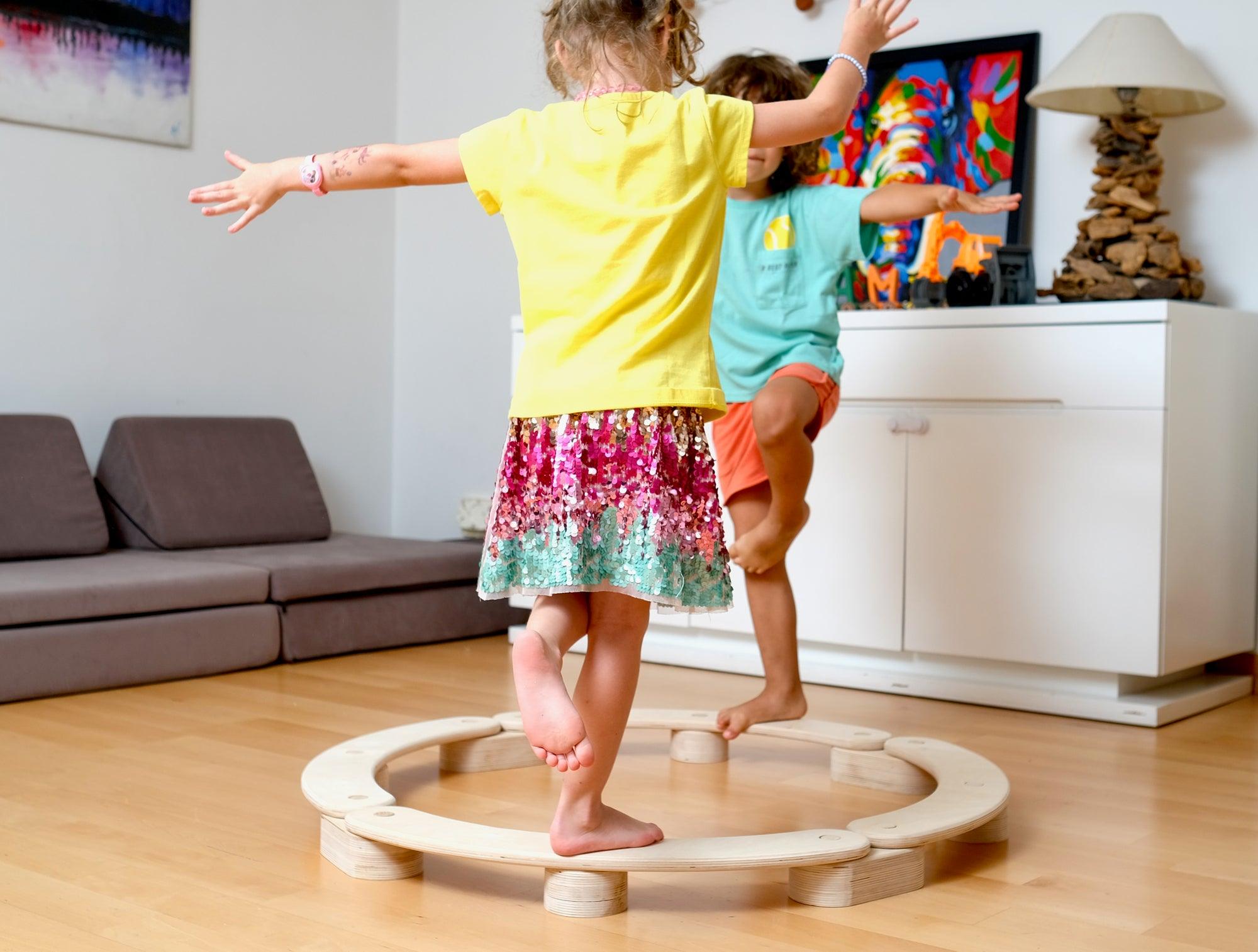 Circular Wooden Balance Beam Set | Montessori Gymnastics Toy for Toddlers