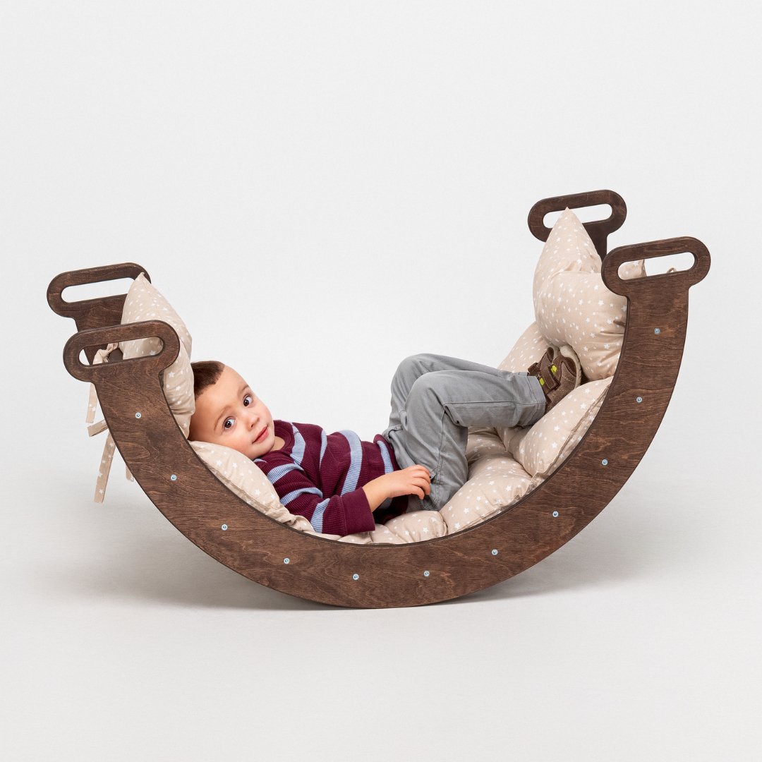 Climbing Arch Chocolate + Cushion - Montessori Climbers for Toddlers  Goodevas   