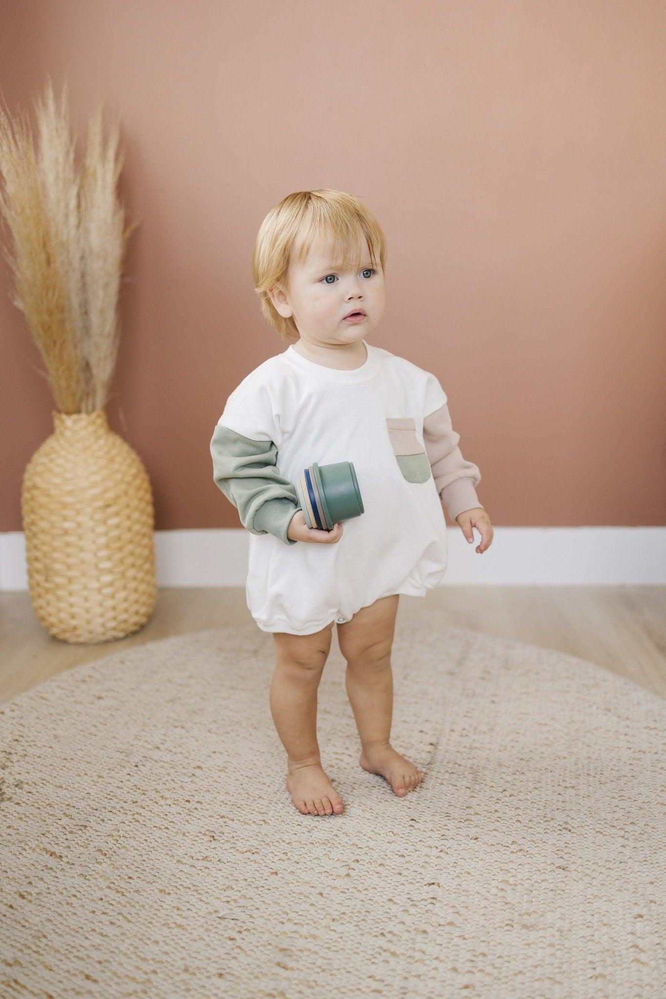 Colorblock Sweatshirt Romper - more colors