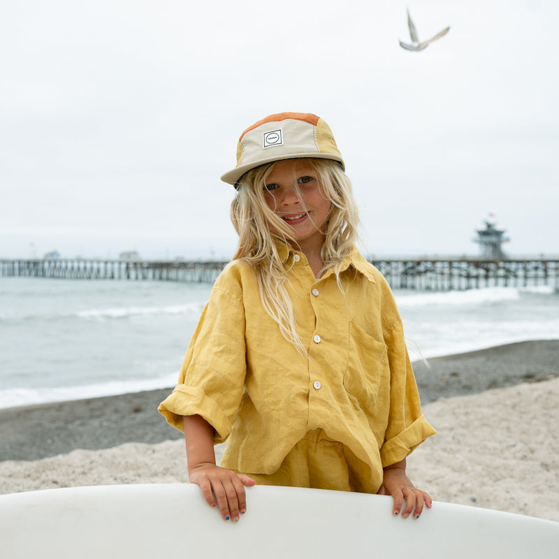 Nylon Color Block Five-Panel Hat in Sunrise