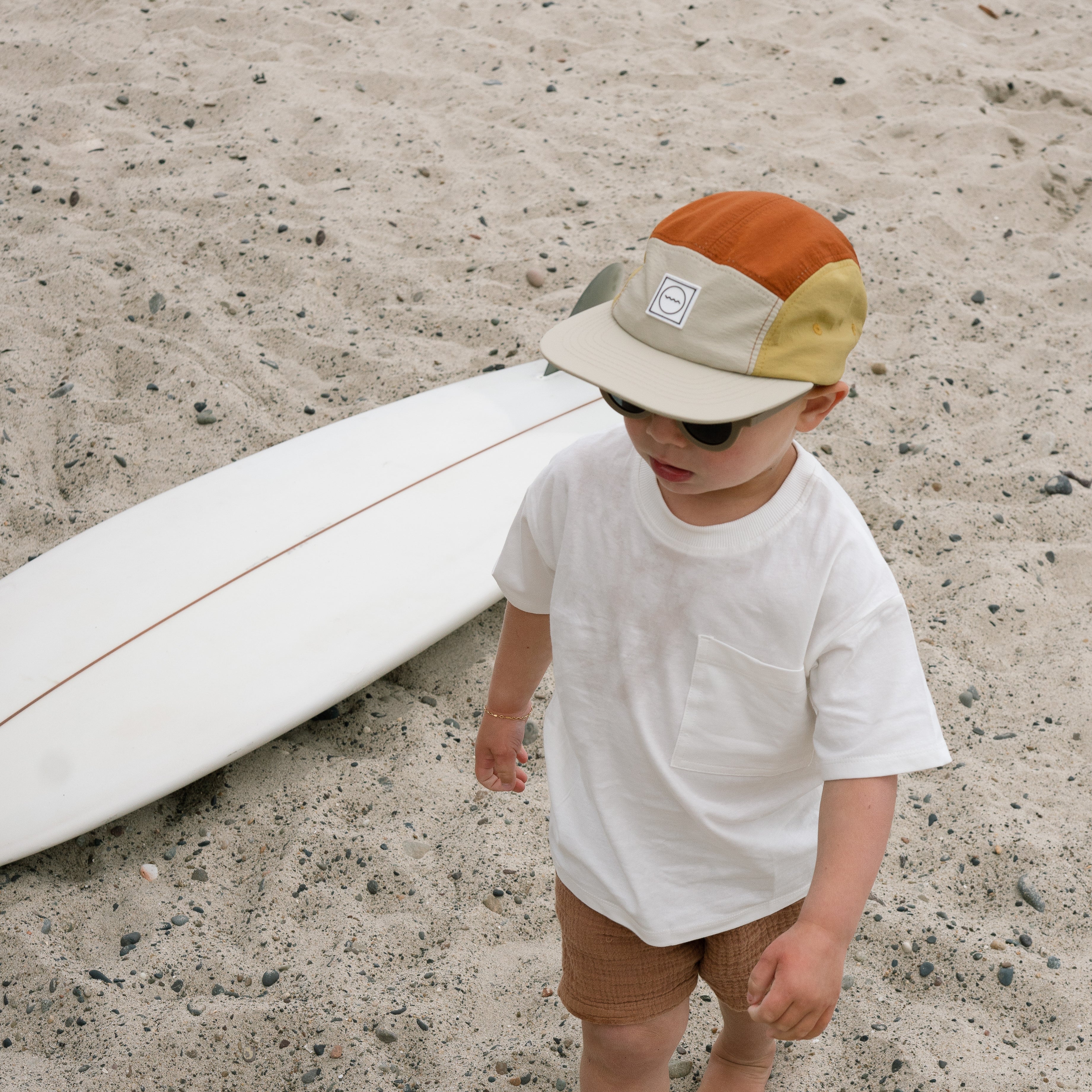 Nylon Color Block Five-Panel Hat in Sunrise