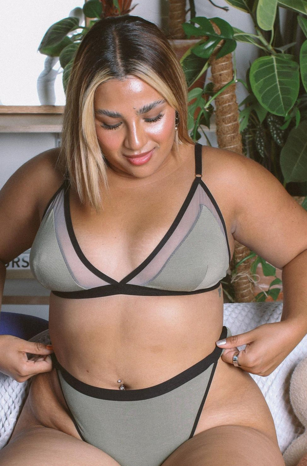 Contrast Bra - Sage