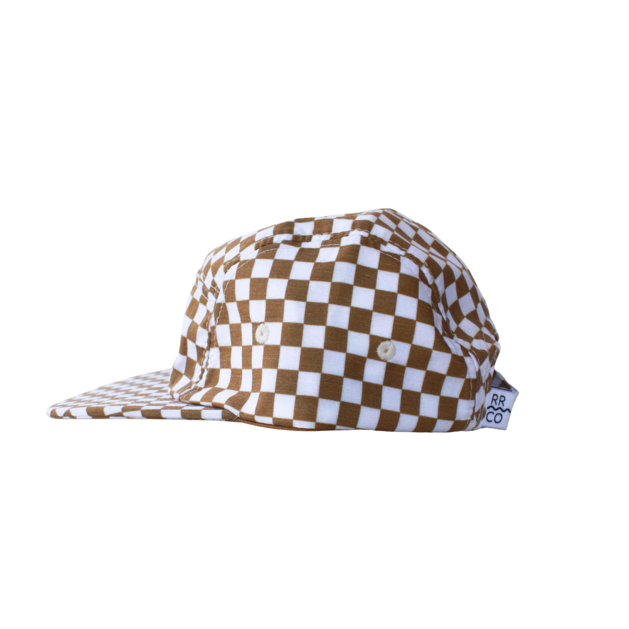 Cotton Five-Panel Hat in Copper Check