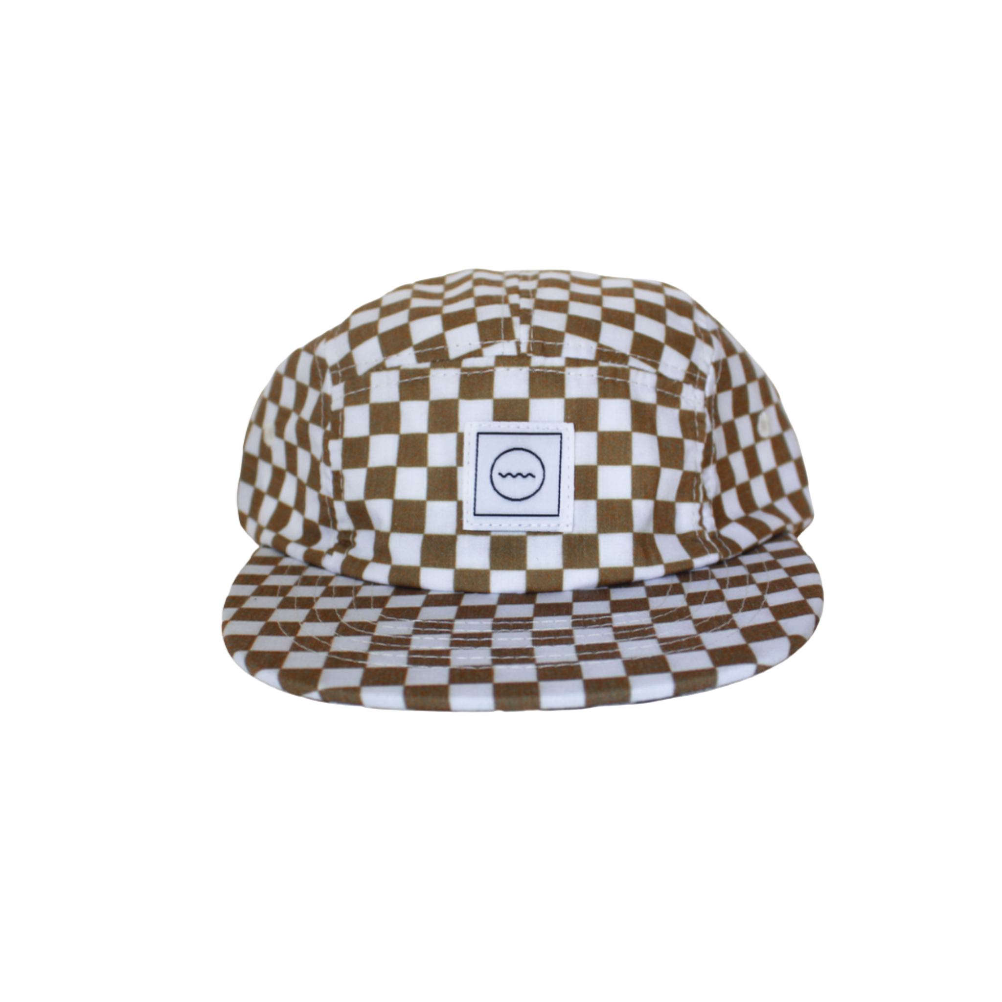 Cotton Five-Panel Hat in Copper Check