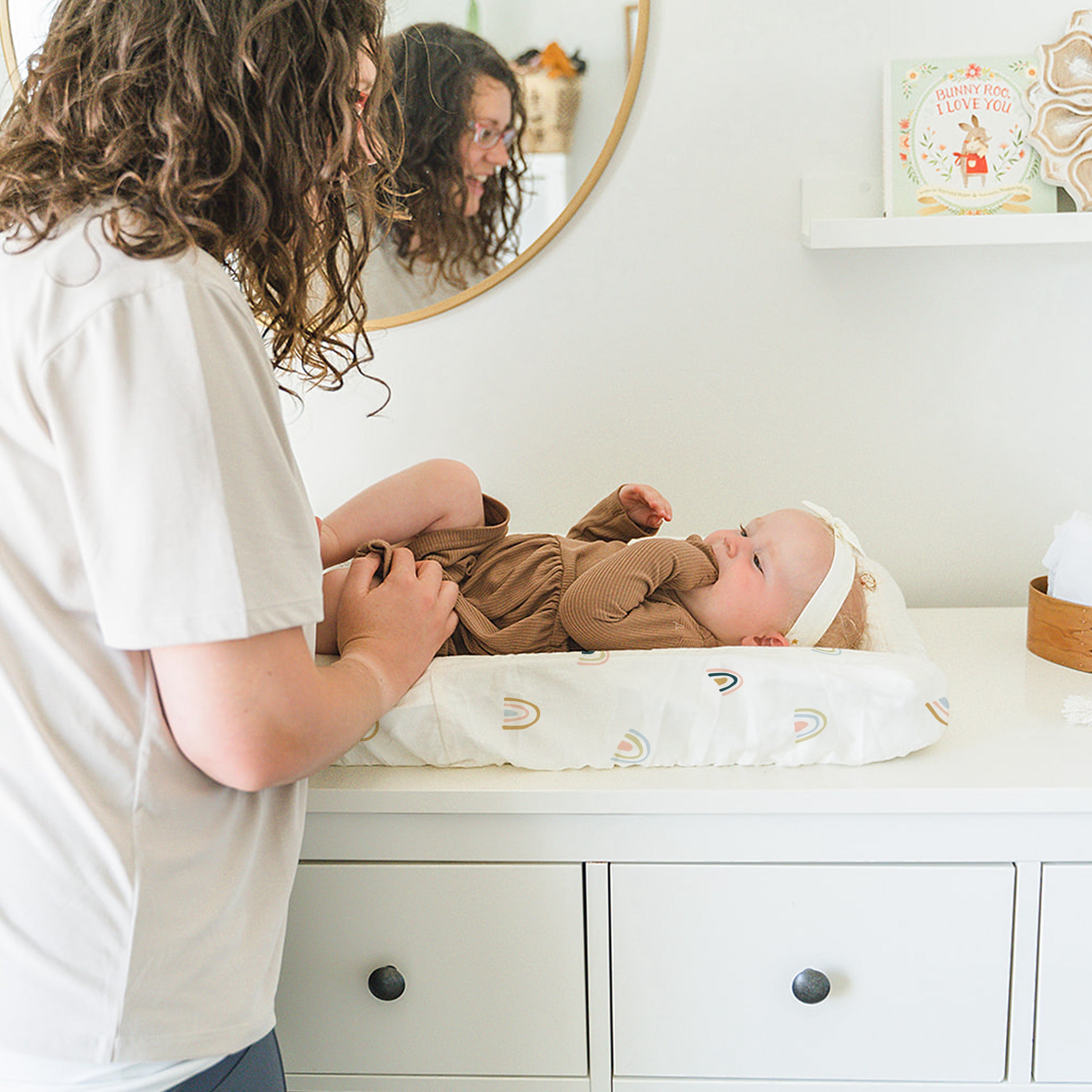 Organic Changing Pad Cover - Rainbow Changing Pad Cover Makemake Organics   