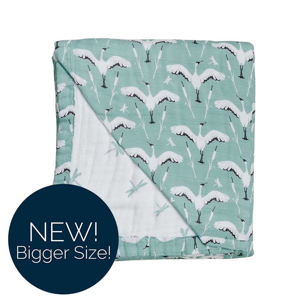 Crane + Dragonfly Oh So Soft Muslin Super Snuggle Blanket Super Snuggle Blanket Bebe au Lait   