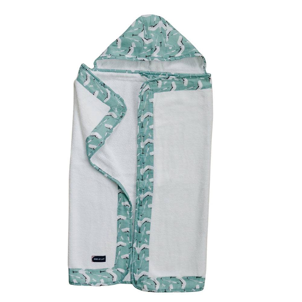 Crane Baby Hooded Towel Hooded Baby Towel Bebe au Lait   