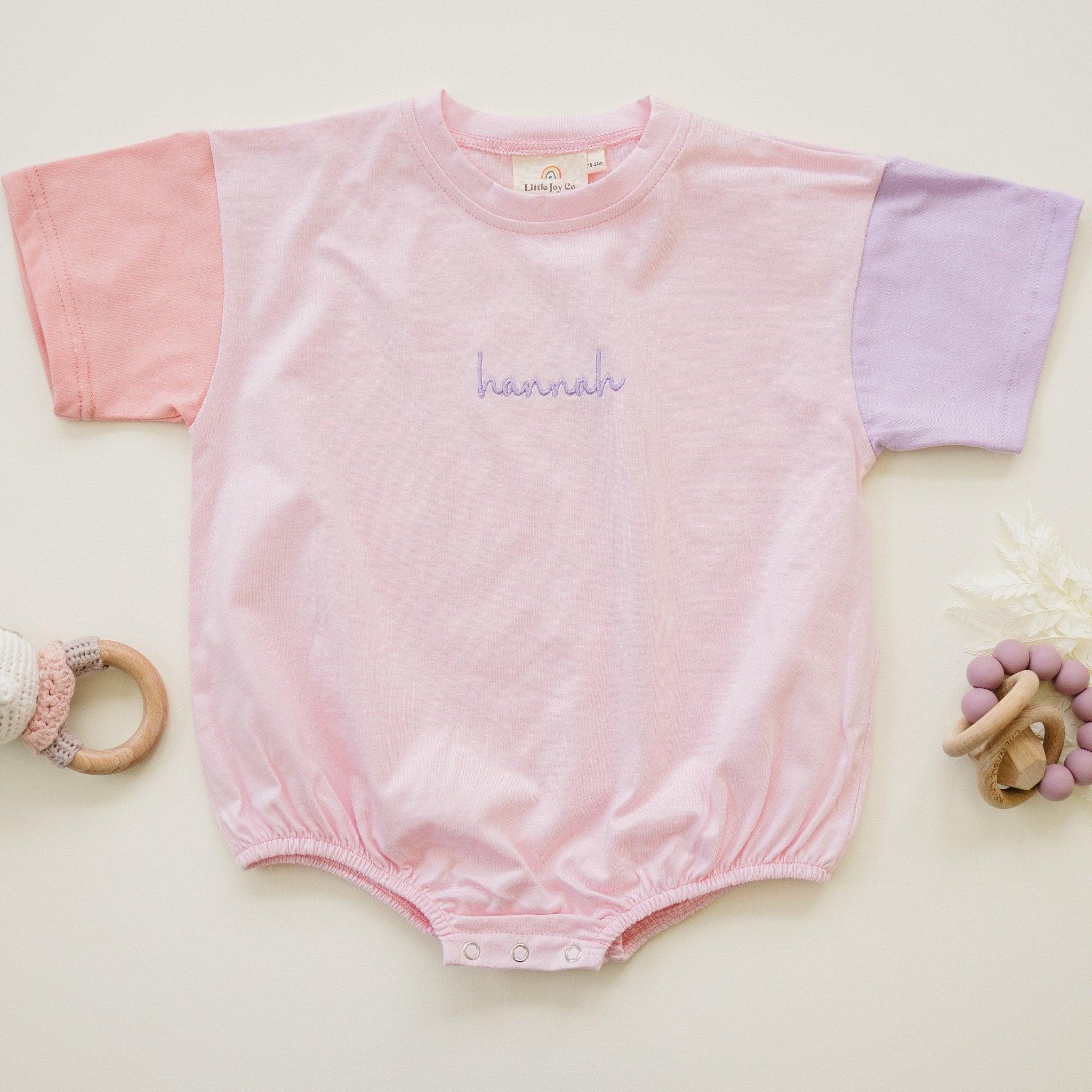 Custom Embroidered Colorblock T-Shirt Romper