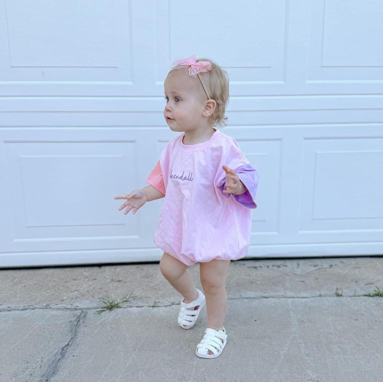 Custom Embroidered Colorblock T-Shirt Romper