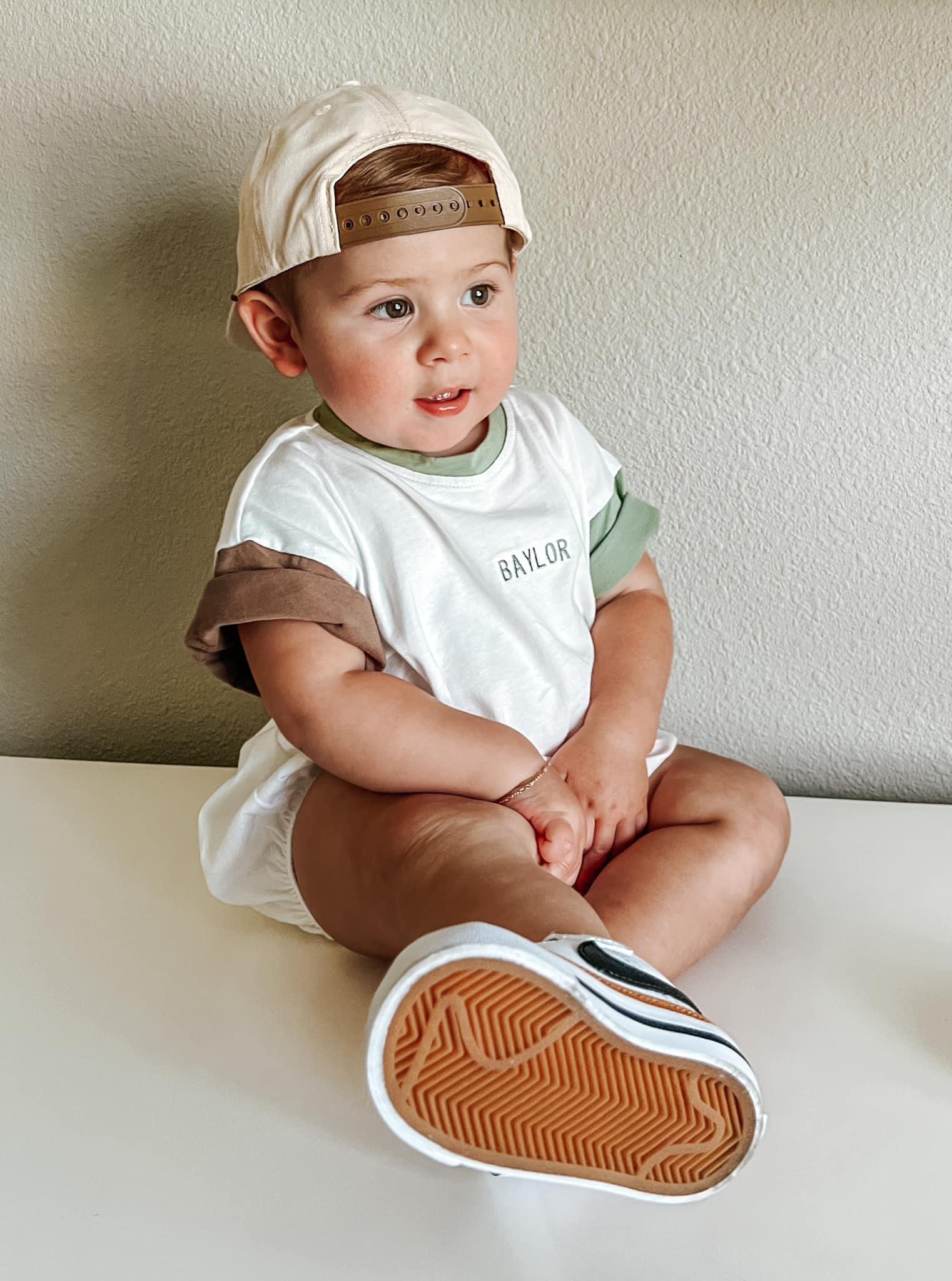 Custom Embroidered Colorblock T-Shirt Romper