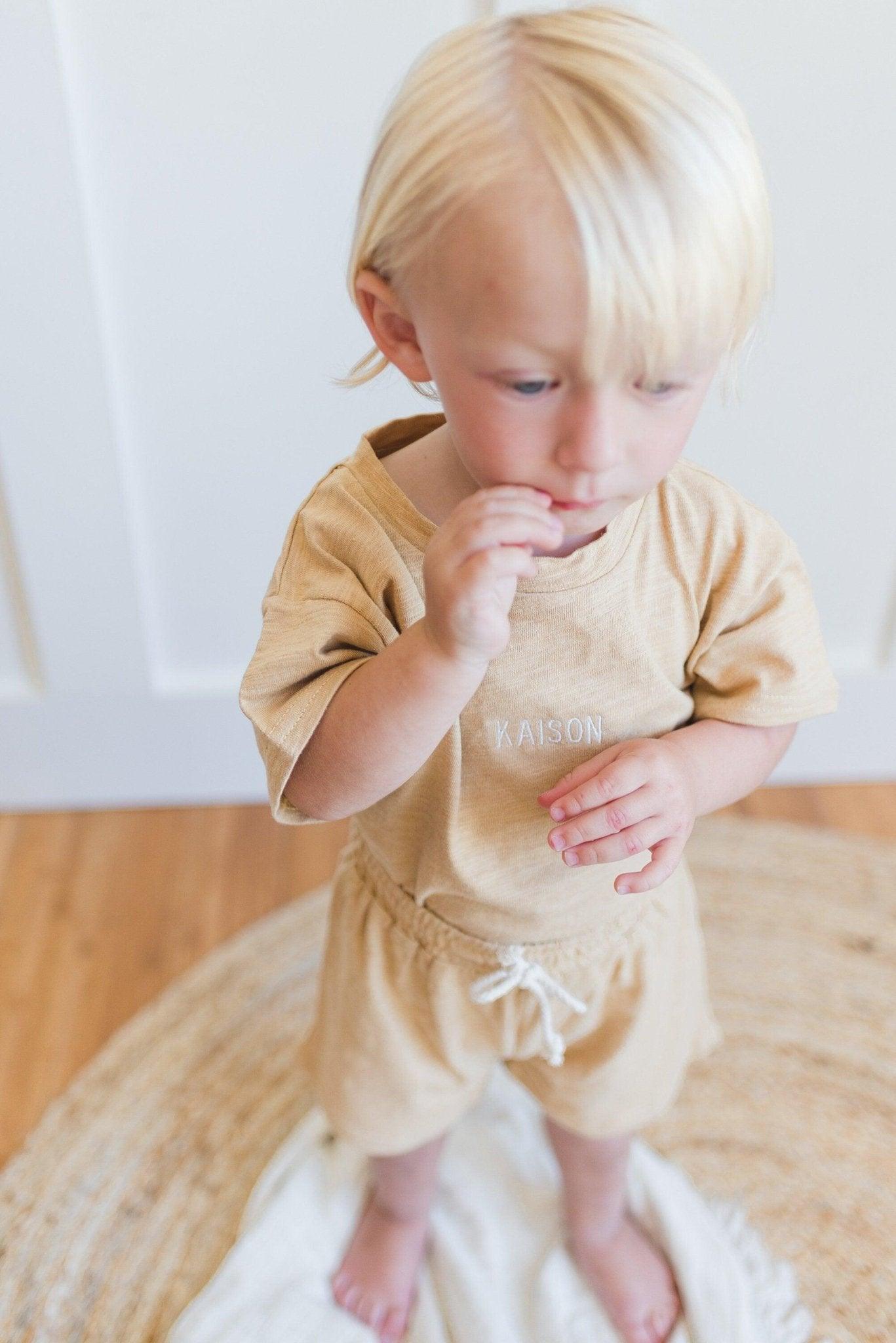Custom Embroidered Organic Cotton Shorts Set - more colors