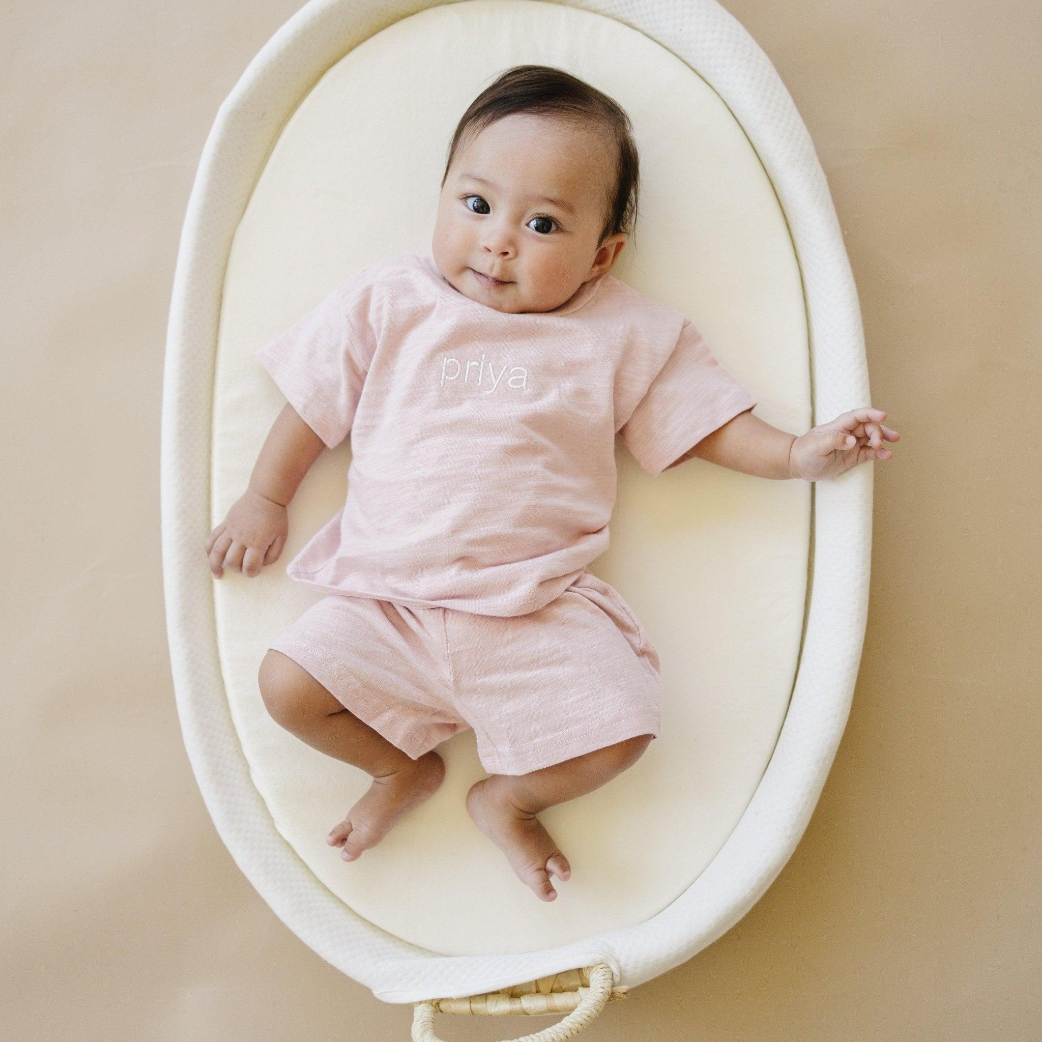 Custom Embroidered Organic Cotton Shorts Set - more colors