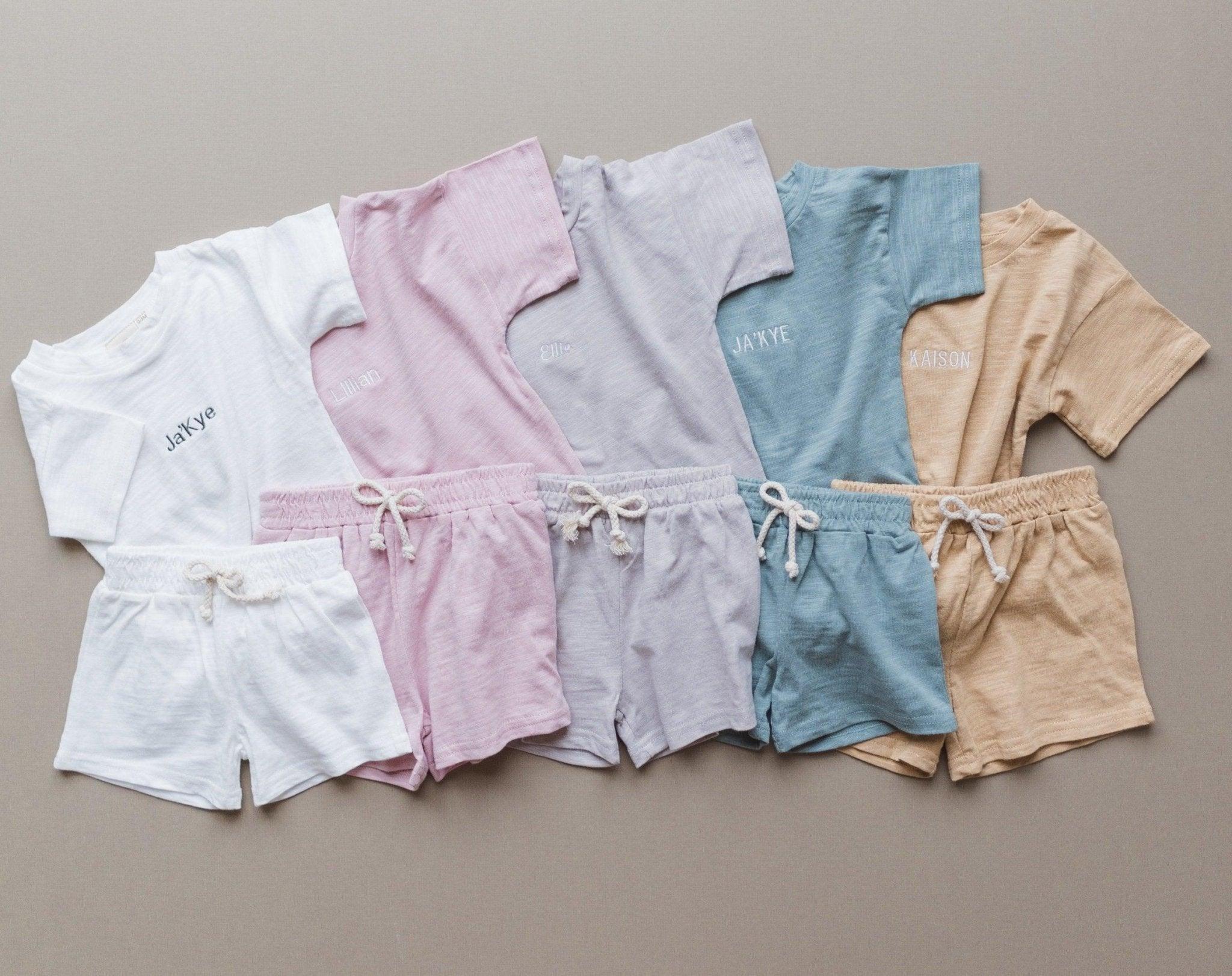 Custom Embroidered Organic Cotton Shorts Set - more colors